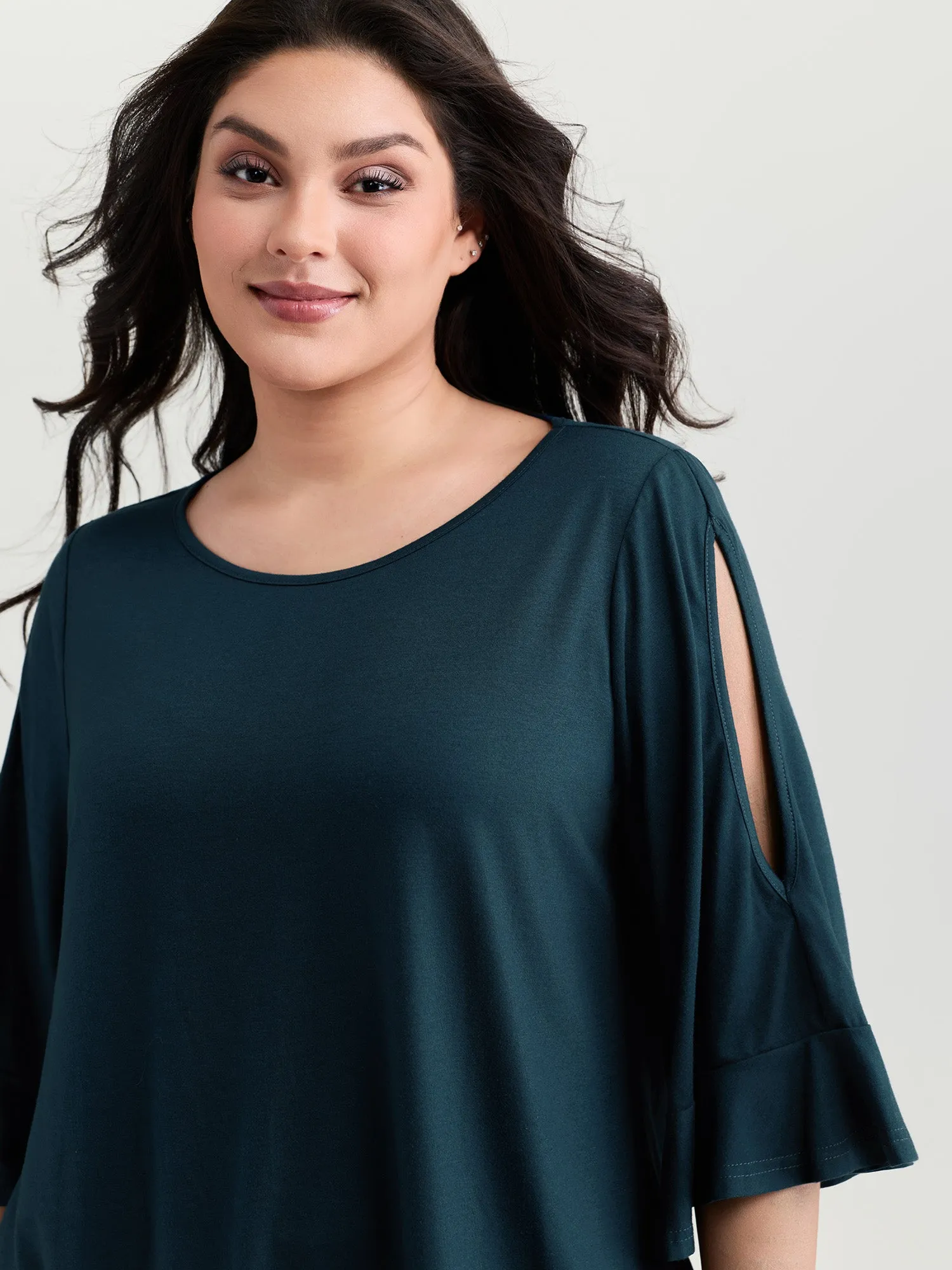 Supersoft Ruffled Sleeve Plain T-Shirt sold by Bloomchic product image thumbnail 2