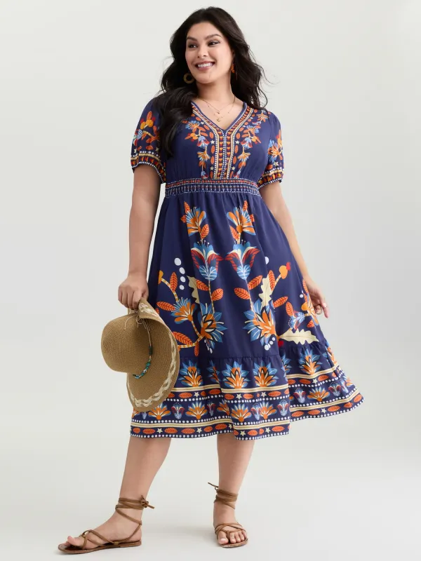 Supersoft Bright Floral Print Midi Dress made by Bloomchic