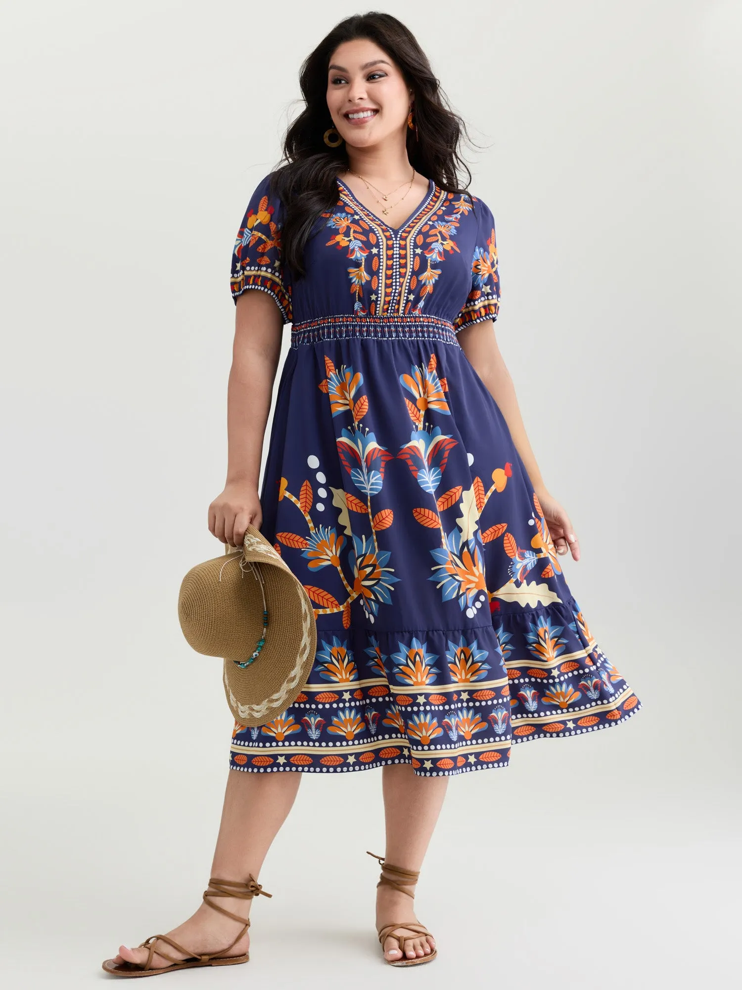 Supersoft Bright Floral Print Midi Dress sold by Bloomchic