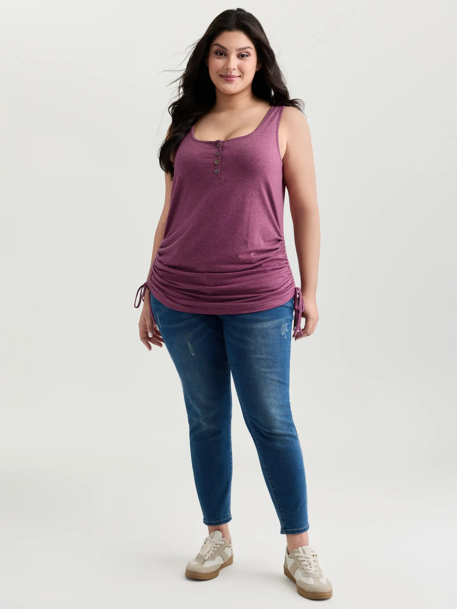 Supersoft Drawstring Ruched Scoop Neckline Tank Top sold by Bloomchic product image thumbnail 3