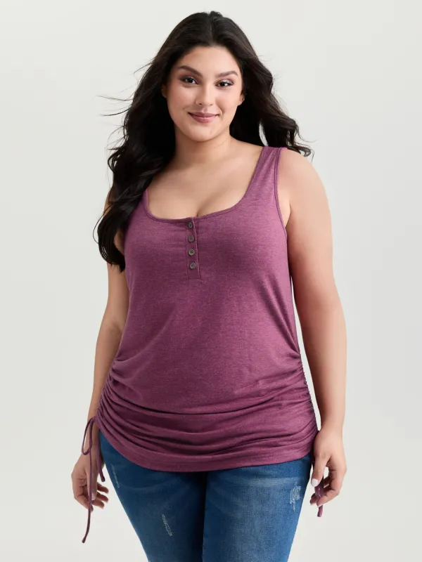 Supersoft Drawstring Ruched Scoop Neckline Tank Top sold by Bloomchic