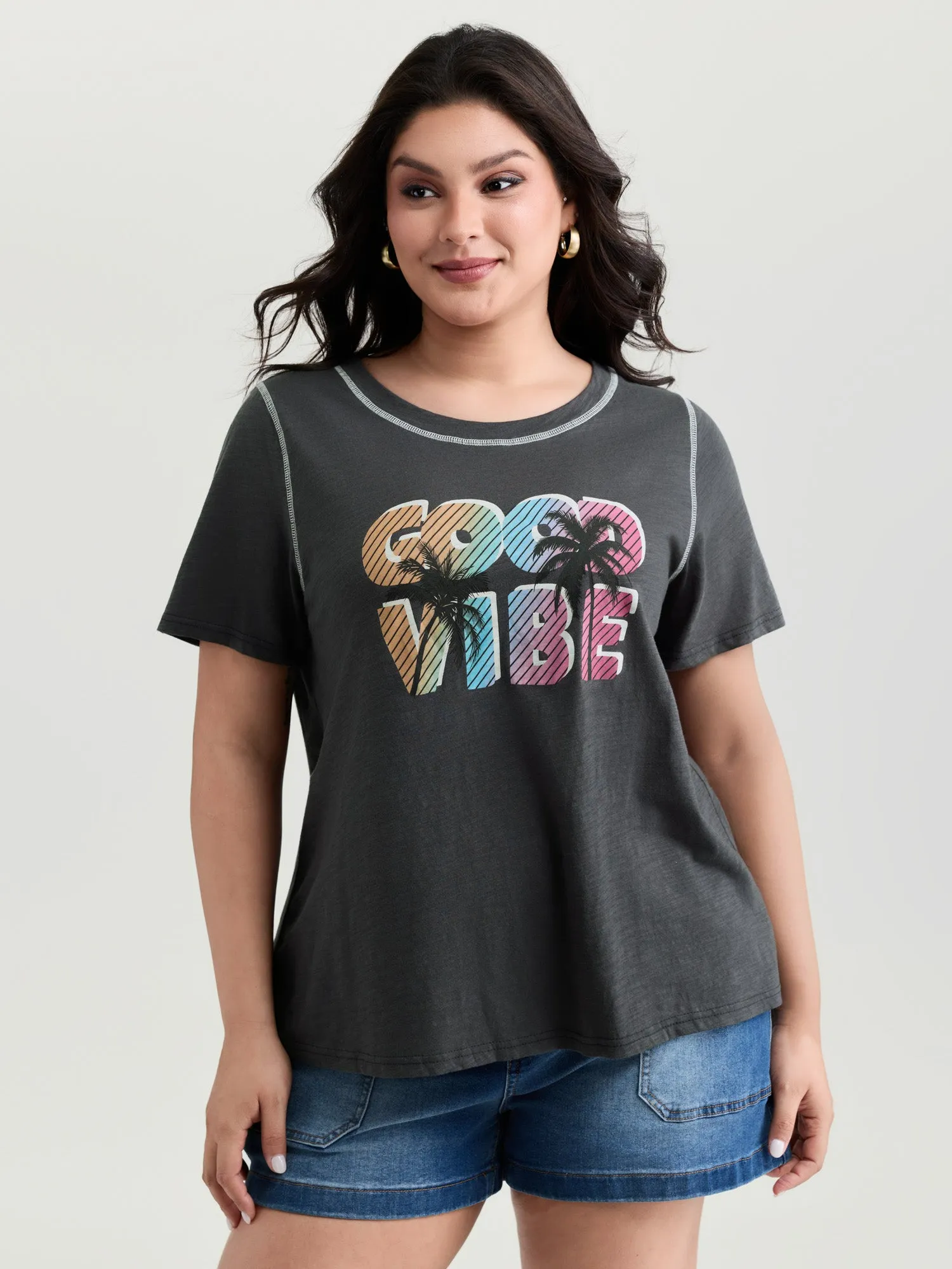 Good Vibes Pure Cotton T-Shirt sold by Bloomchic product image thumbnail 2