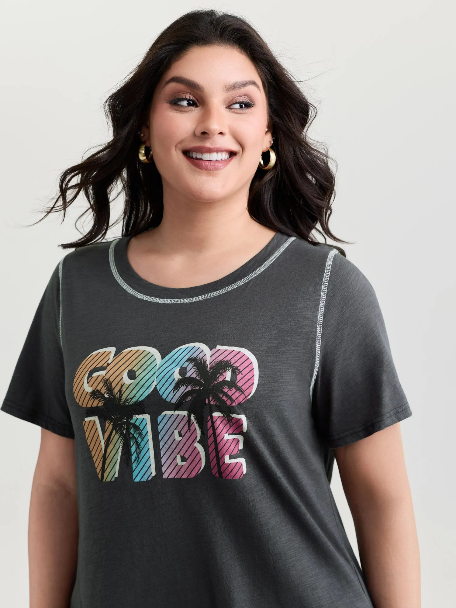 Good Vibes Pure Cotton T-Shirt sold by Bloomchic