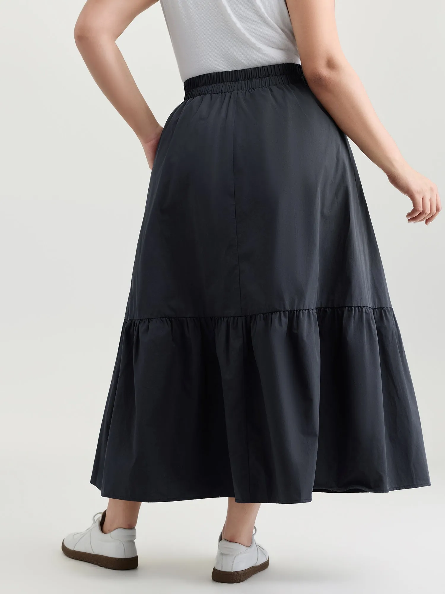 Pure Cotton Tiered Wide-Waistband Maxi Skirt sold by Bloomchic product image thumbnail 5
