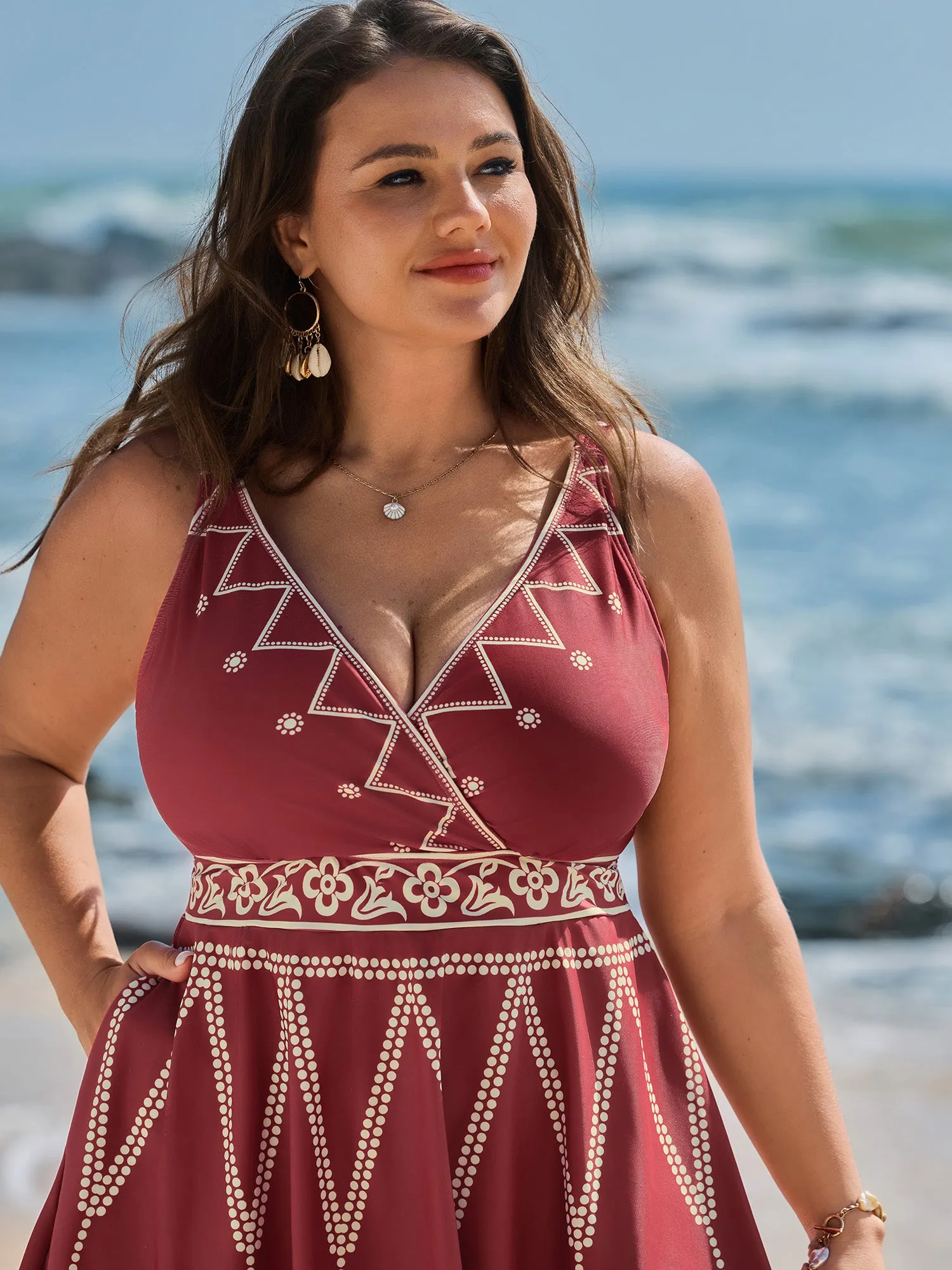 Boho Print Surplice Neckline Swim Dress sold by Bloomchic product image thumbnail 2