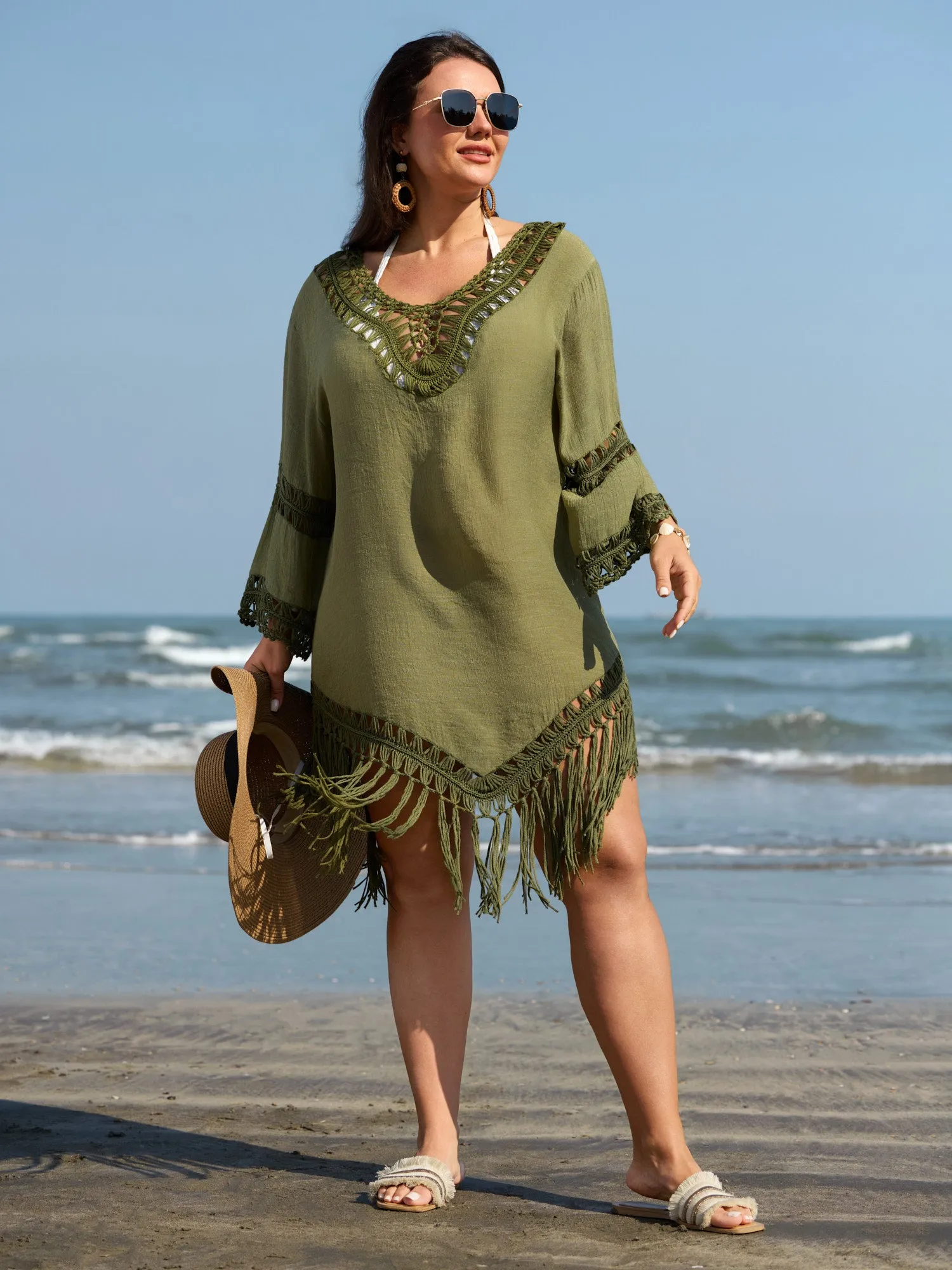 Hand Crocheted Fringe Hem Swim Cover-Up sold by Bloomchic product image thumbnail 3