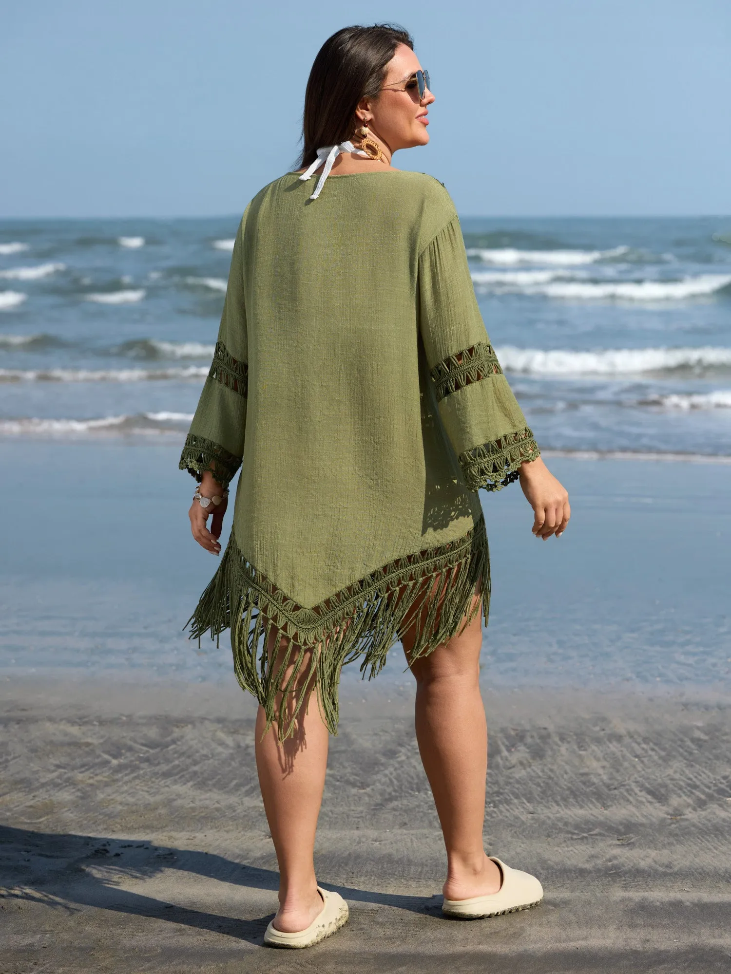Hand Crocheted Fringe Hem Swim Cover-Up sold by Bloomchic product image thumbnail 4