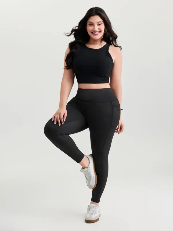 Stretchy Back Zipper Pockets Leggings made by Bloomchic