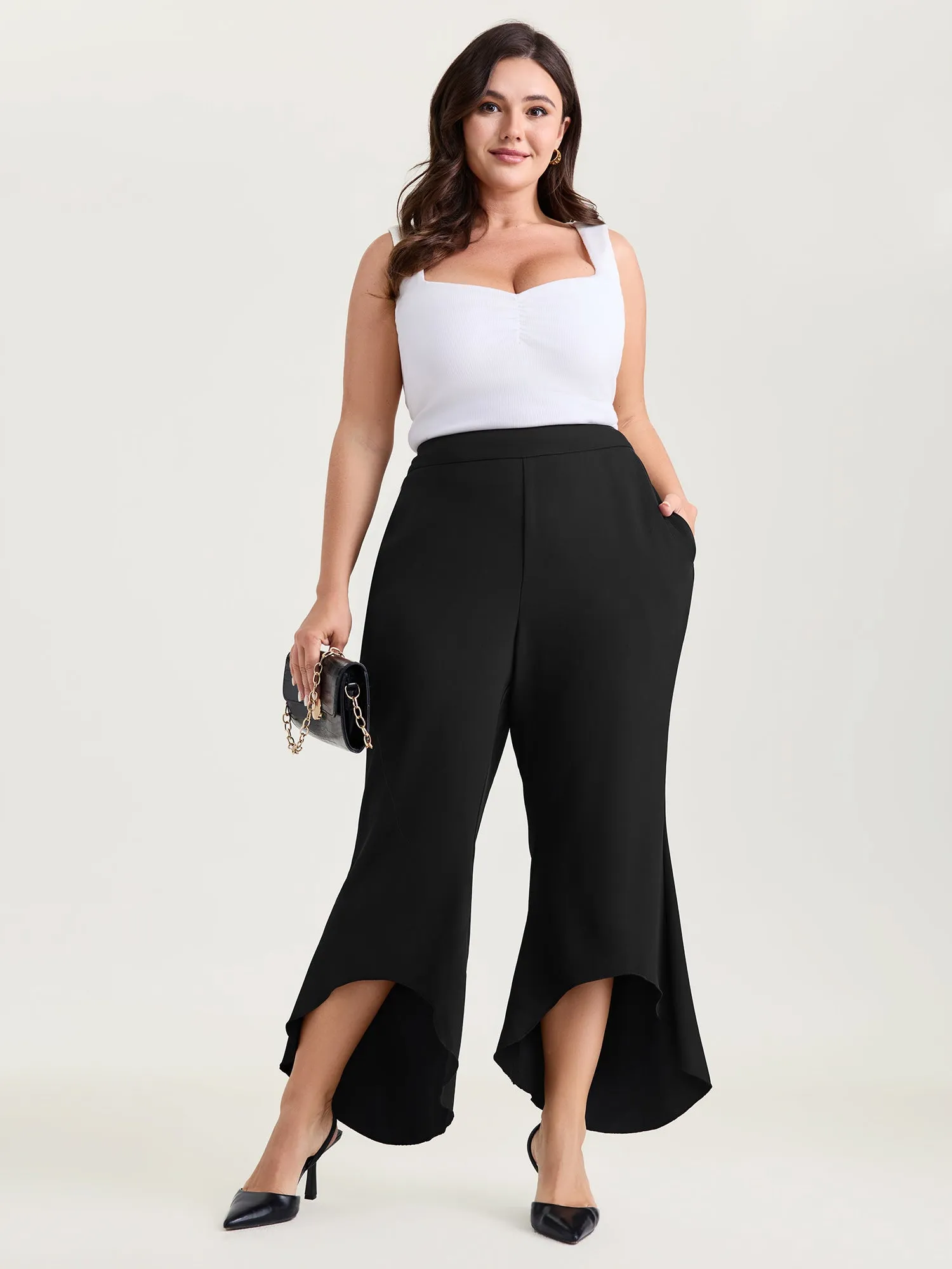 Lotus Leaf Hem Flared Hem Pants sold by Bloomchic