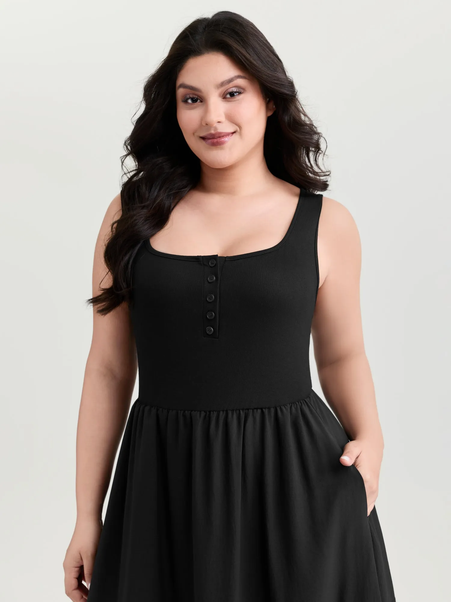 Lace Trim Sheer Button Placket Midi Dress sold by Bloomchic product image thumbnail 2