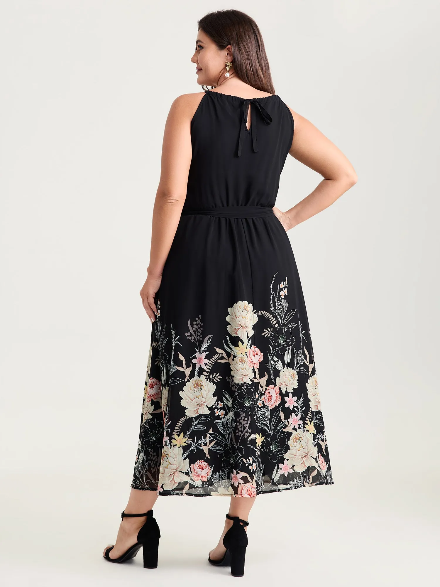 Budding Romance Halter Neck Stretchy Waist Midi Dress sold by Bloomchic product image thumbnail 4