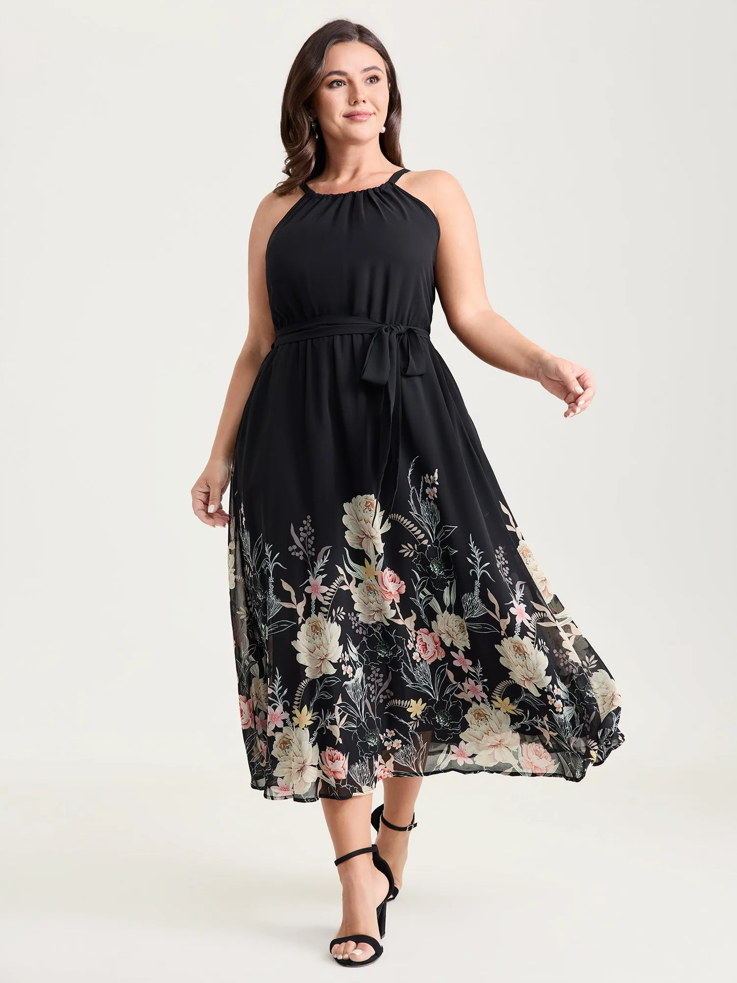 Budding Romance Halter Neck Stretchy Waist Midi Dress sold by Bloomchic product image thumbnail 3