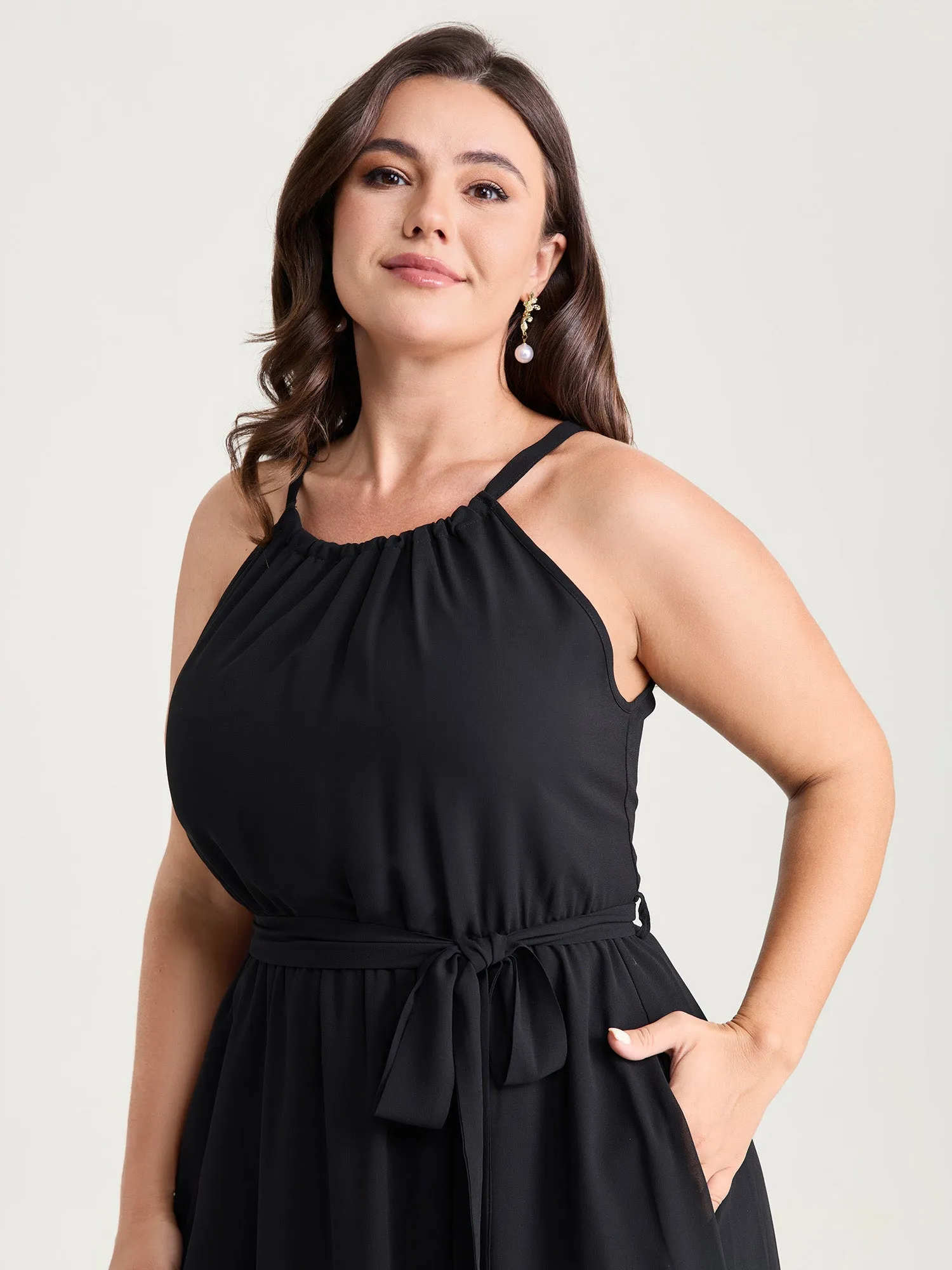 Budding Romance Halter Neck Stretchy Waist Midi Dress sold by Bloomchic product image thumbnail 2