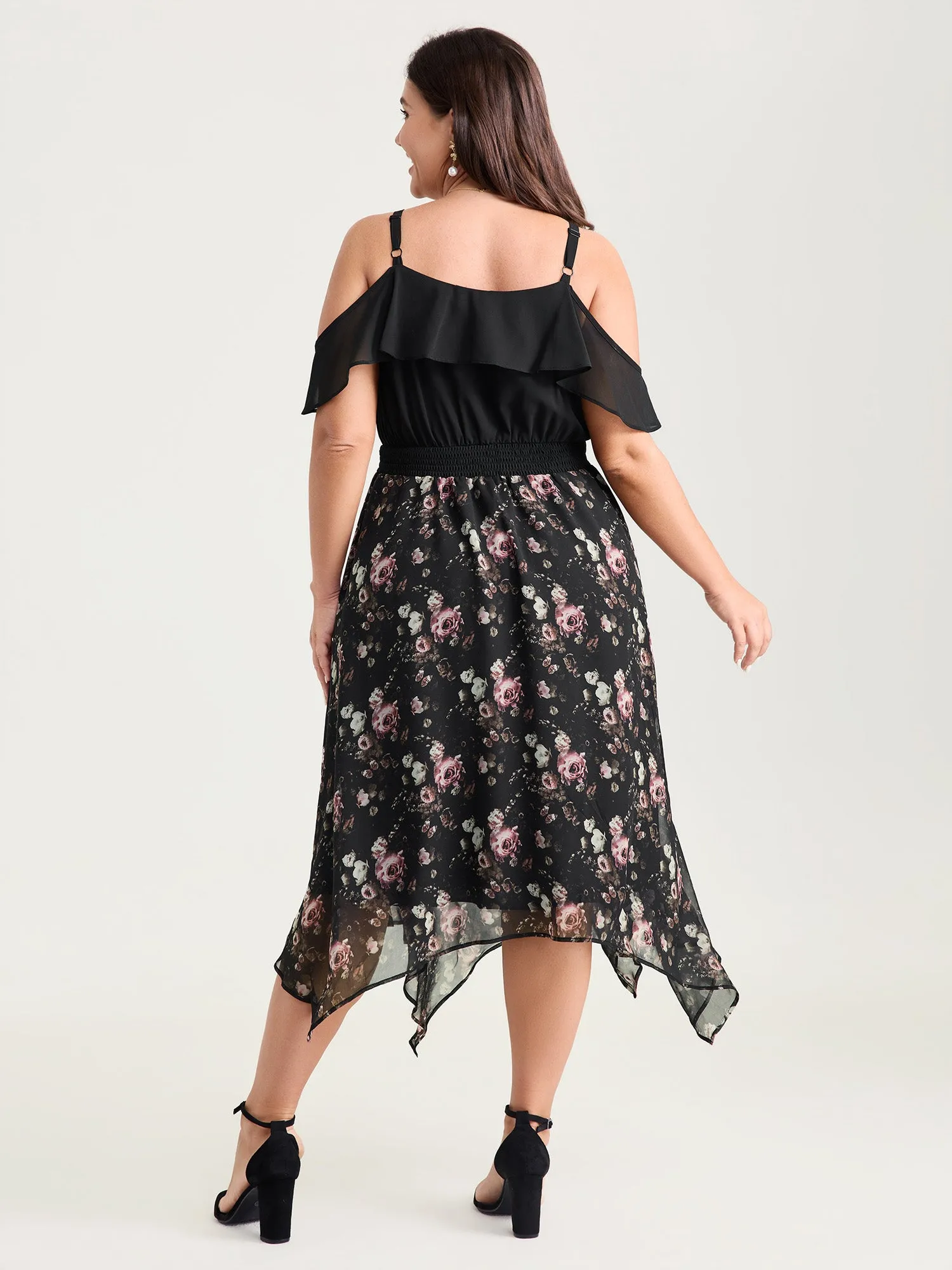 Floral Print Off-Shoulder Ruffled Midi Dress sold by Bloomchic product image thumbnail 4