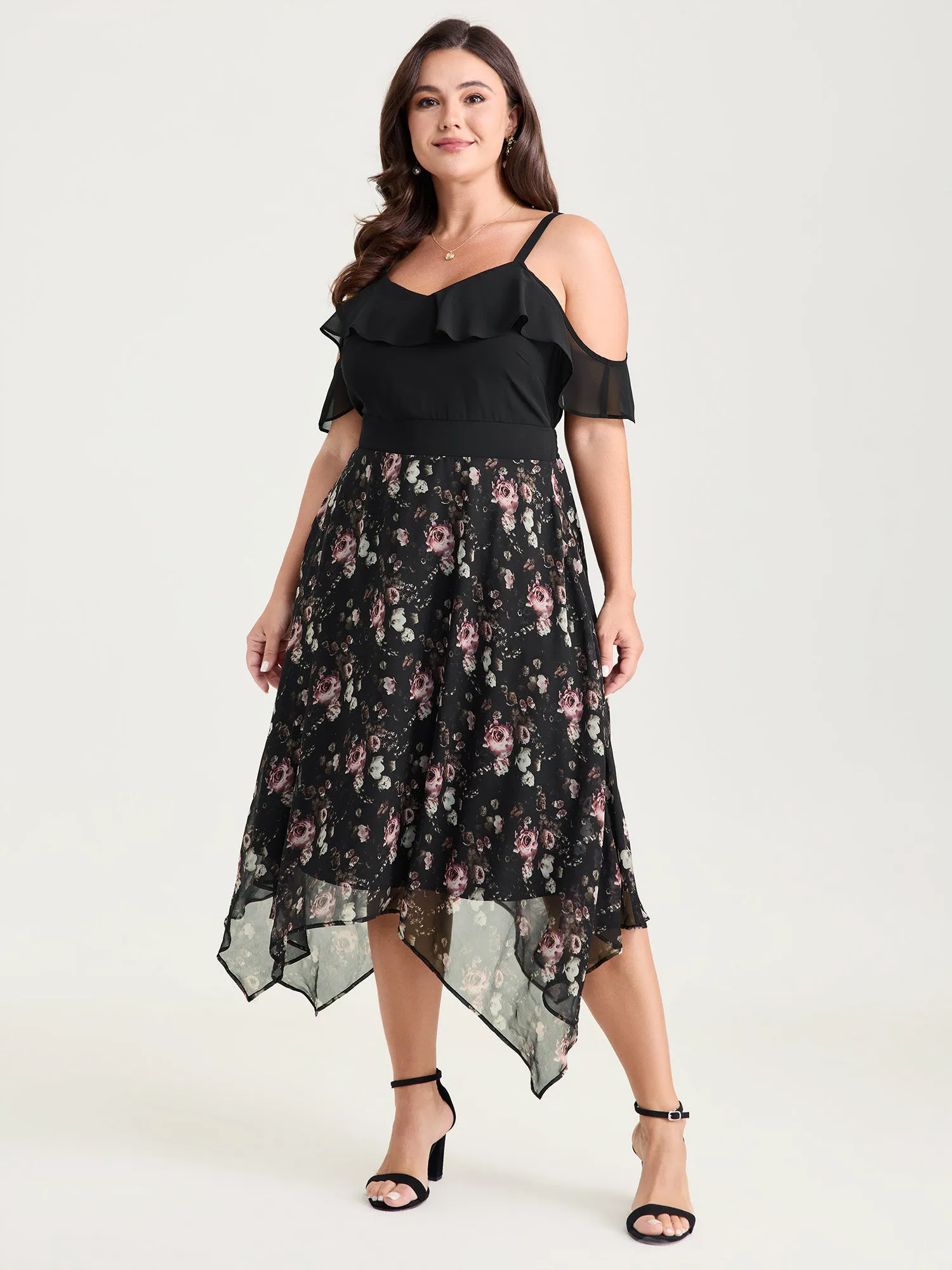 Floral Print Off-Shoulder Ruffled Midi Dress sold by Bloomchic product image thumbnail 3