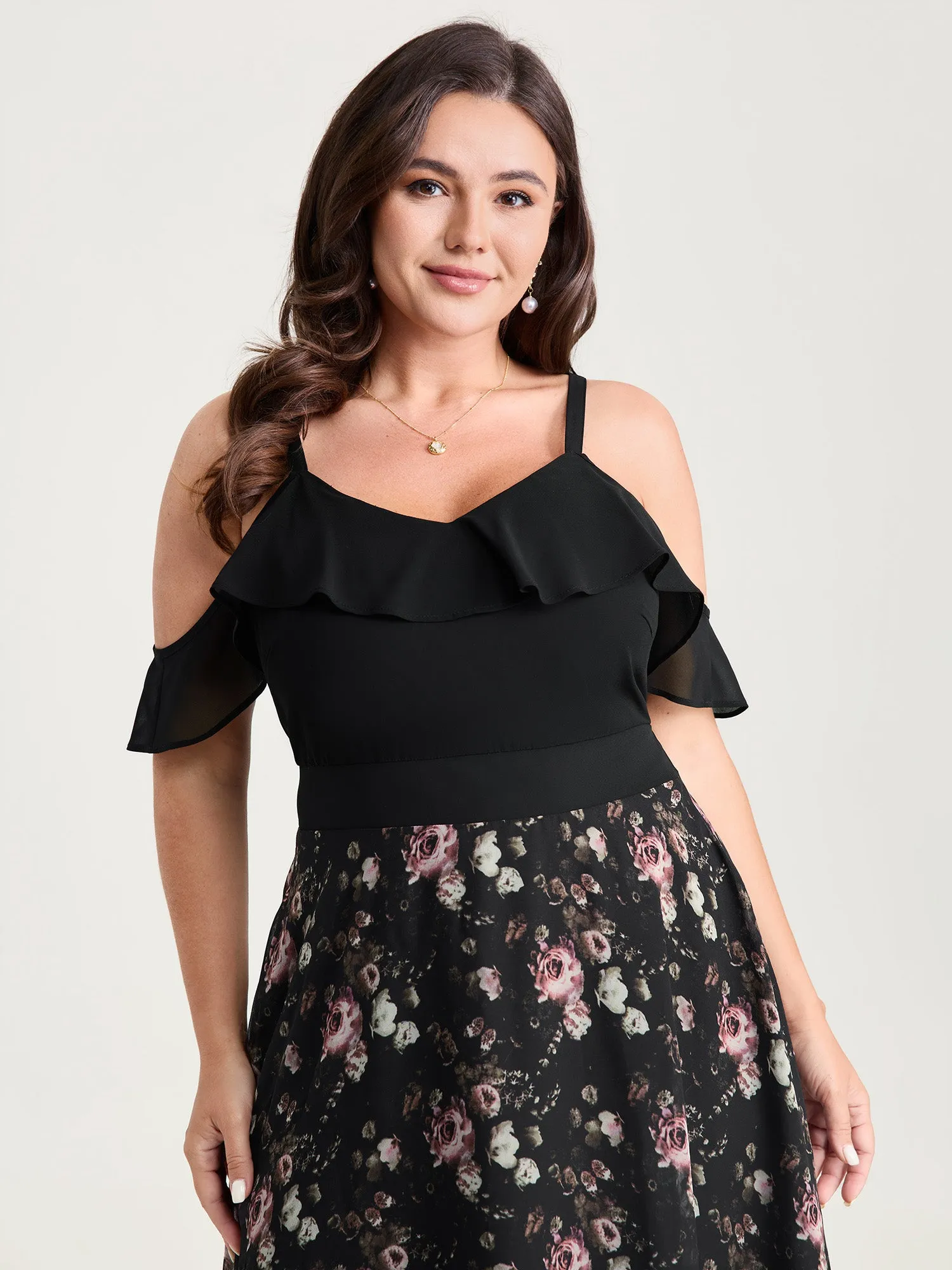 Floral Print Off-Shoulder Ruffled Midi Dress sold by Bloomchic product image thumbnail 2