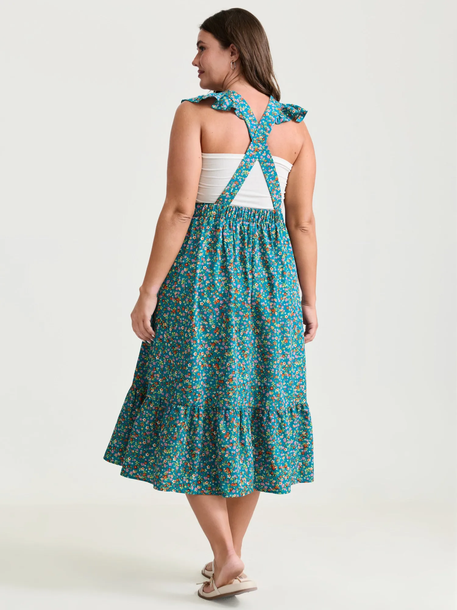 Vibrant Floral Print Open-Back Midi Dress sold by Bloomchic product image thumbnail 4