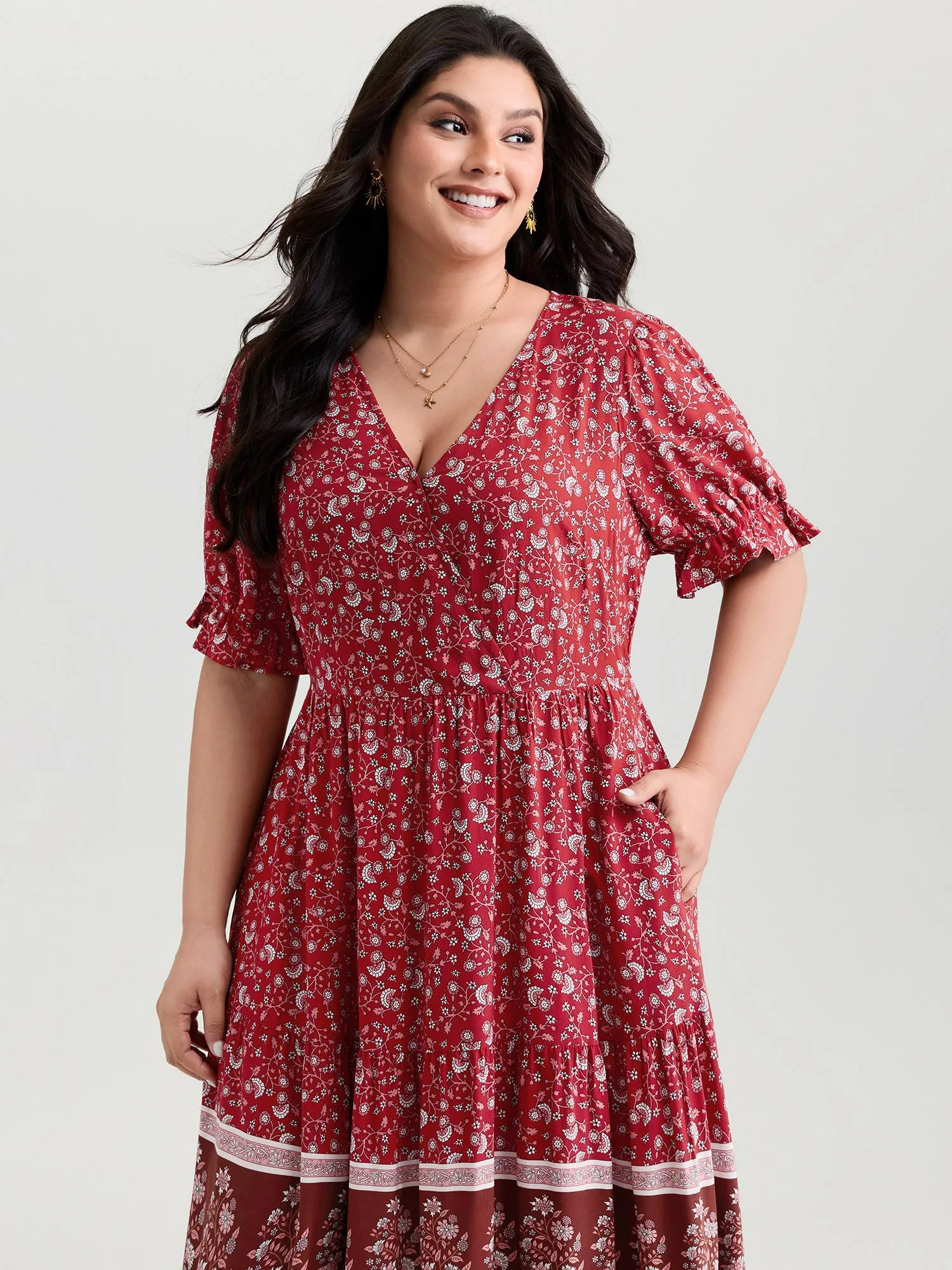 Vibrant Floral Print Color Contrast Maxi Dress sold by Bloomchic product image thumbnail 2