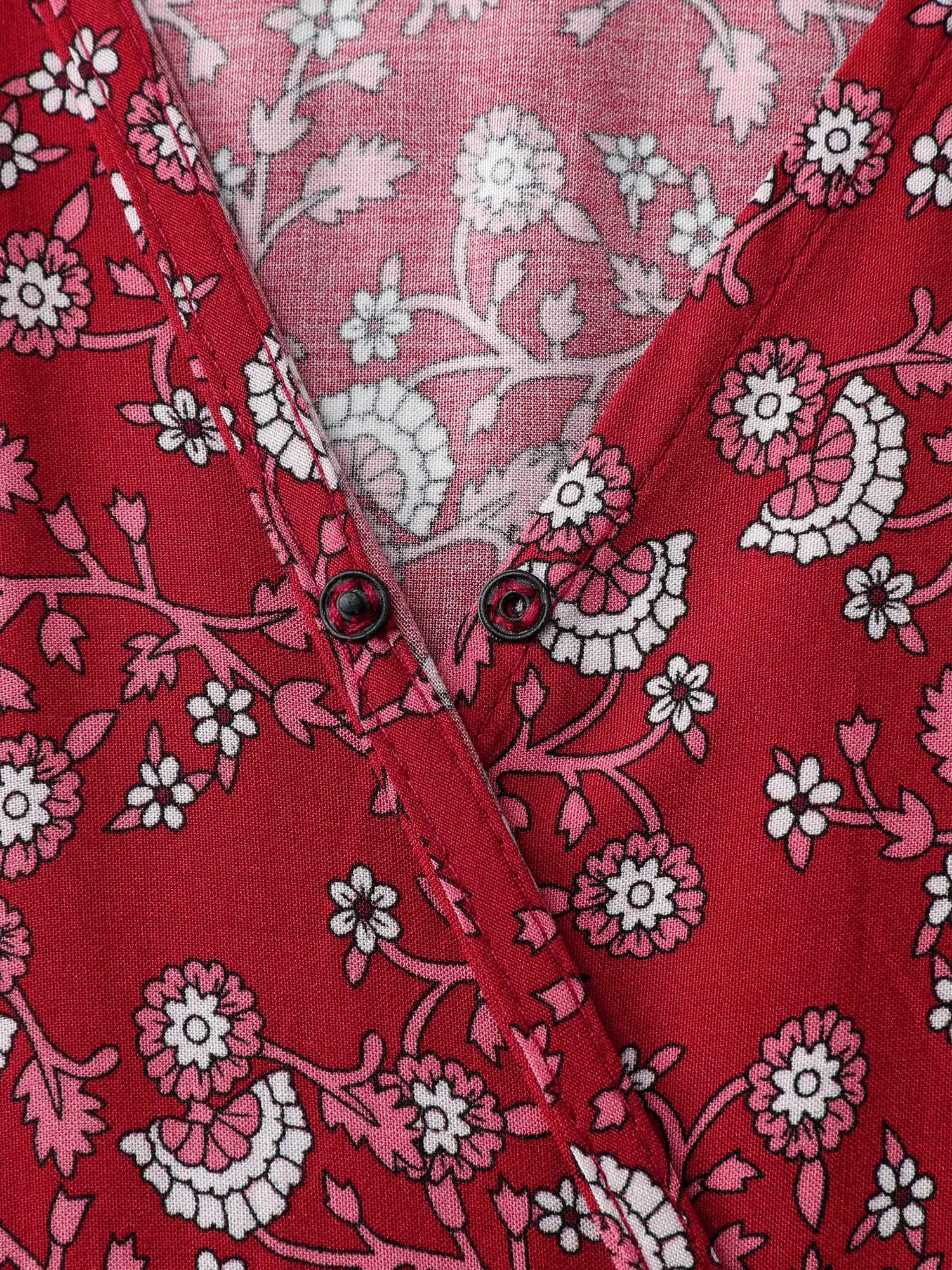 Vibrant Floral Print Color Contrast Maxi Dress sold by Bloomchic product image thumbnail 5