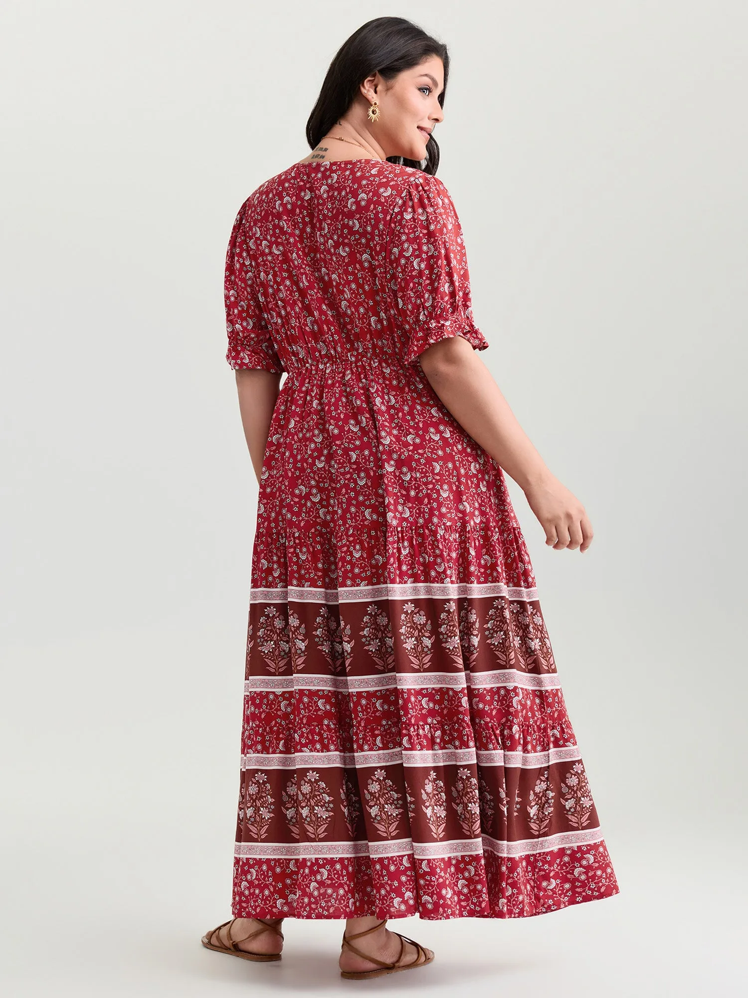 Vibrant Floral Print Color Contrast Maxi Dress sold by Bloomchic product image thumbnail 4