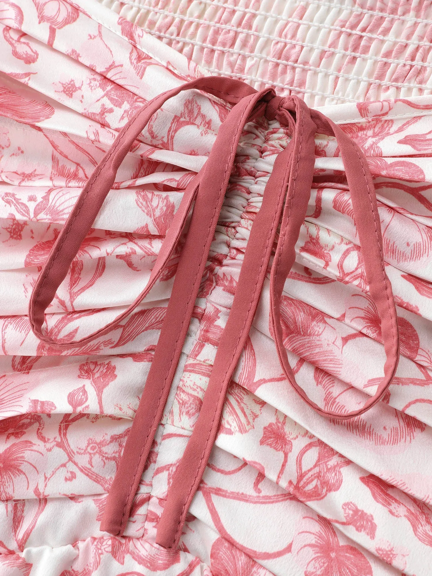 Romantic Floral Ruched Bodice Stretchy Waist Midi Dress sold by Bloomchic product image thumbnail 5