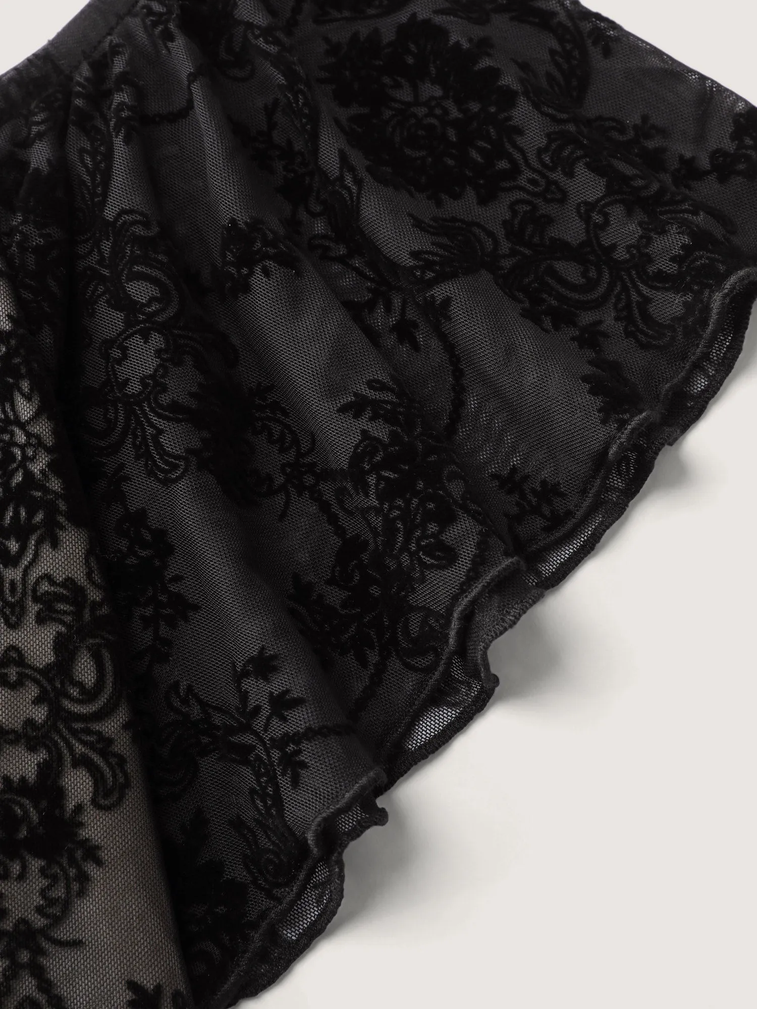 Flocked Floral Off-Shoulder T-Shirt sold by Bloomchic product image thumbnail 5