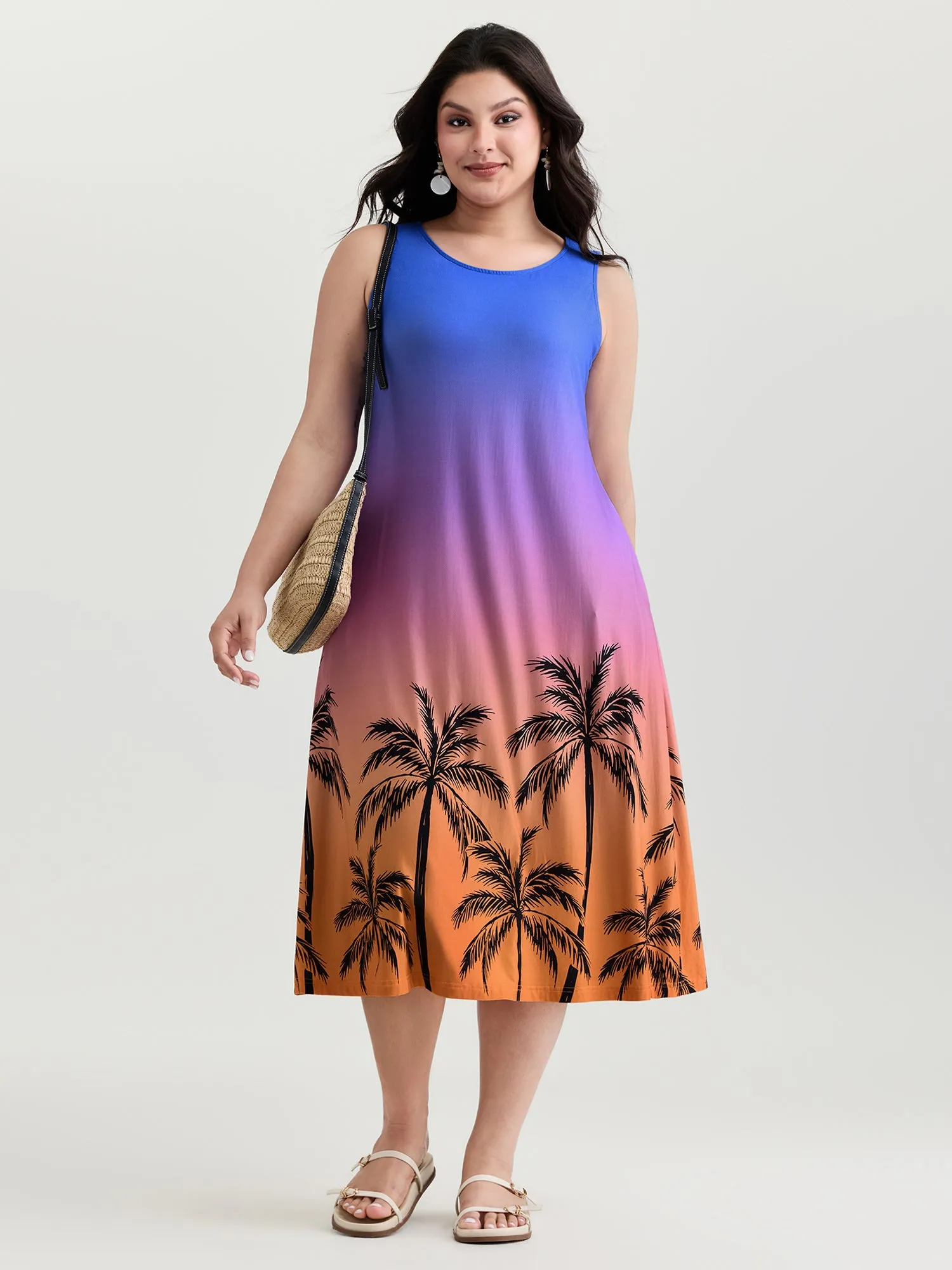 Island Print Ombre Sleeveless Midi Dress sold by Bloomchic product image thumbnail 3