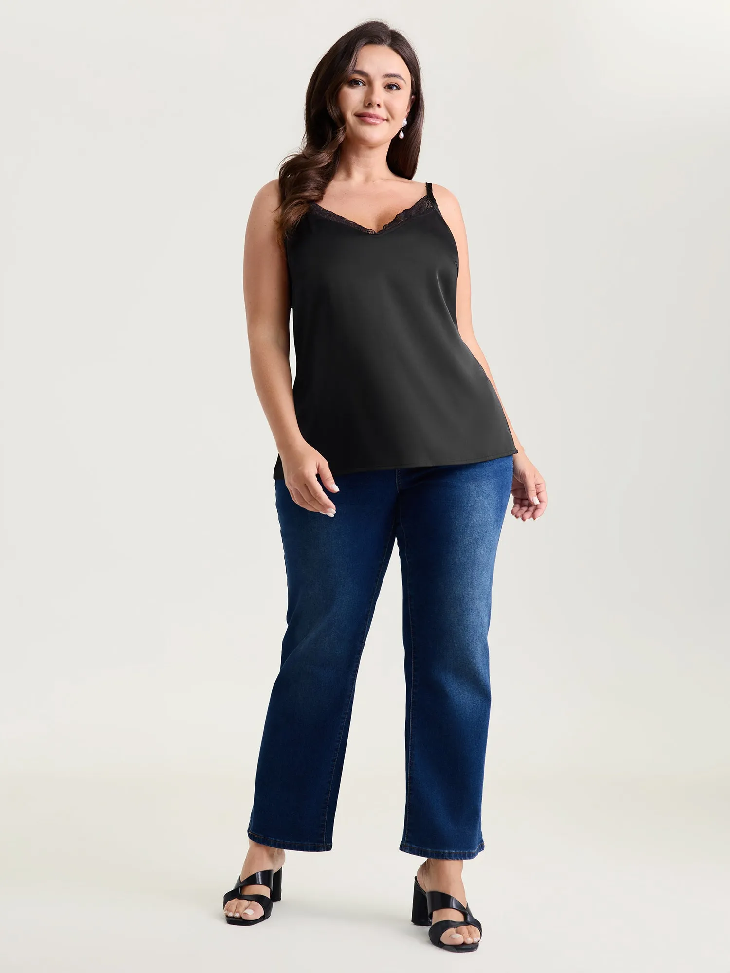 Flirty Lace Neckline Plain Tank Top sold by Bloomchic product image thumbnail 3
