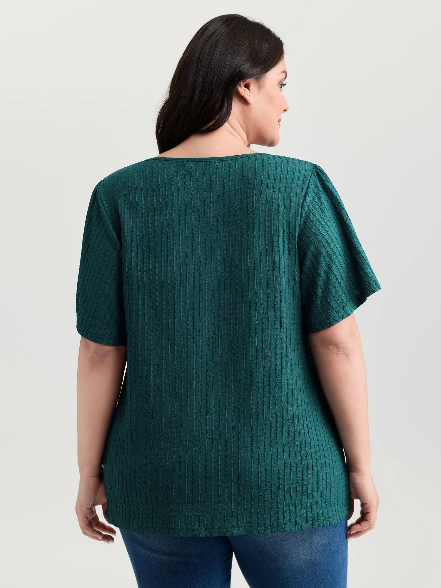 Textured Flared Sleeve Round Neck Knit Top sold by Bloomchic product image thumbnail 4