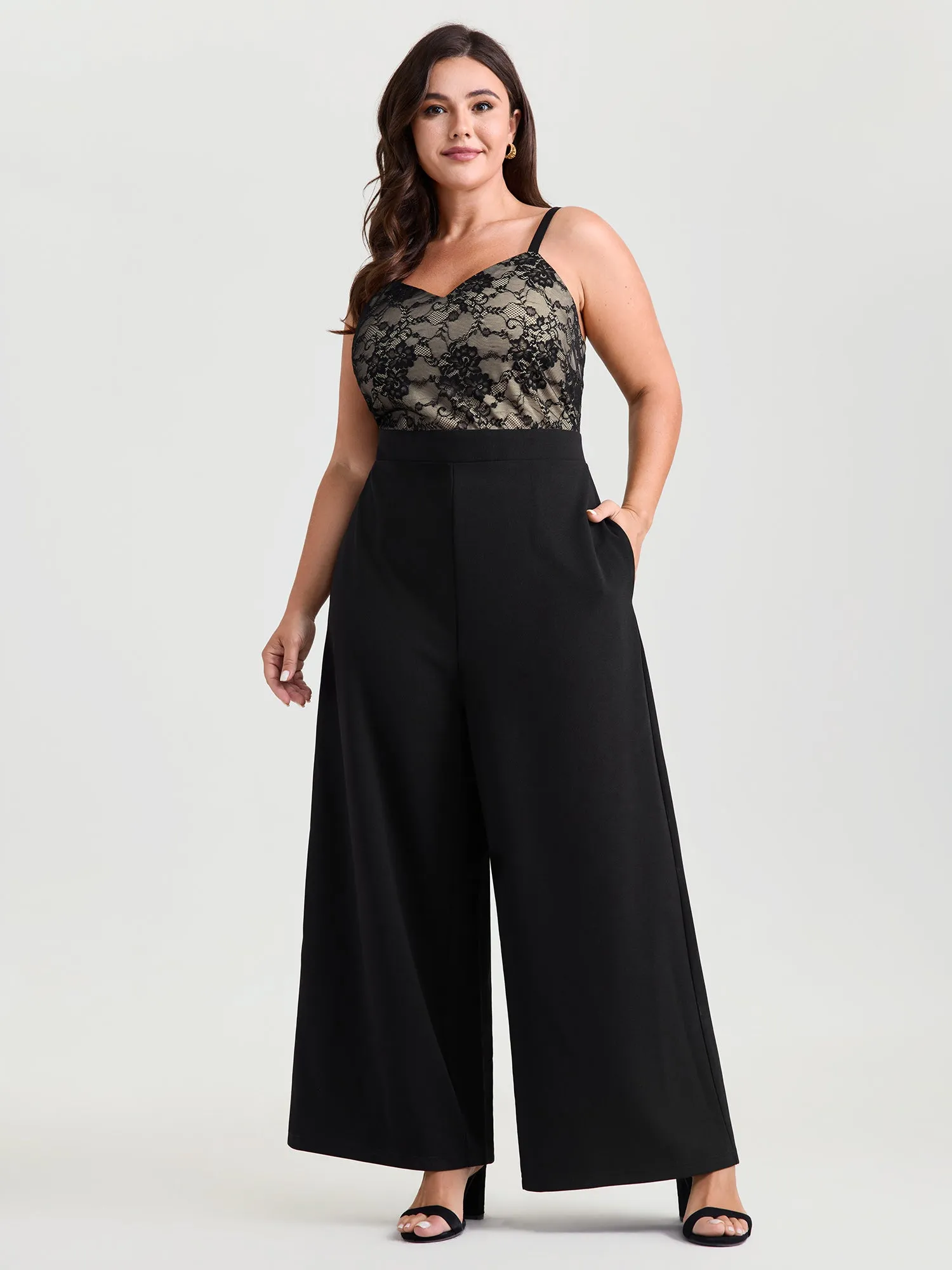 Floral Lace Lined Color Contrast Jumpsuit sold by Bloomchic product image thumbnail 3