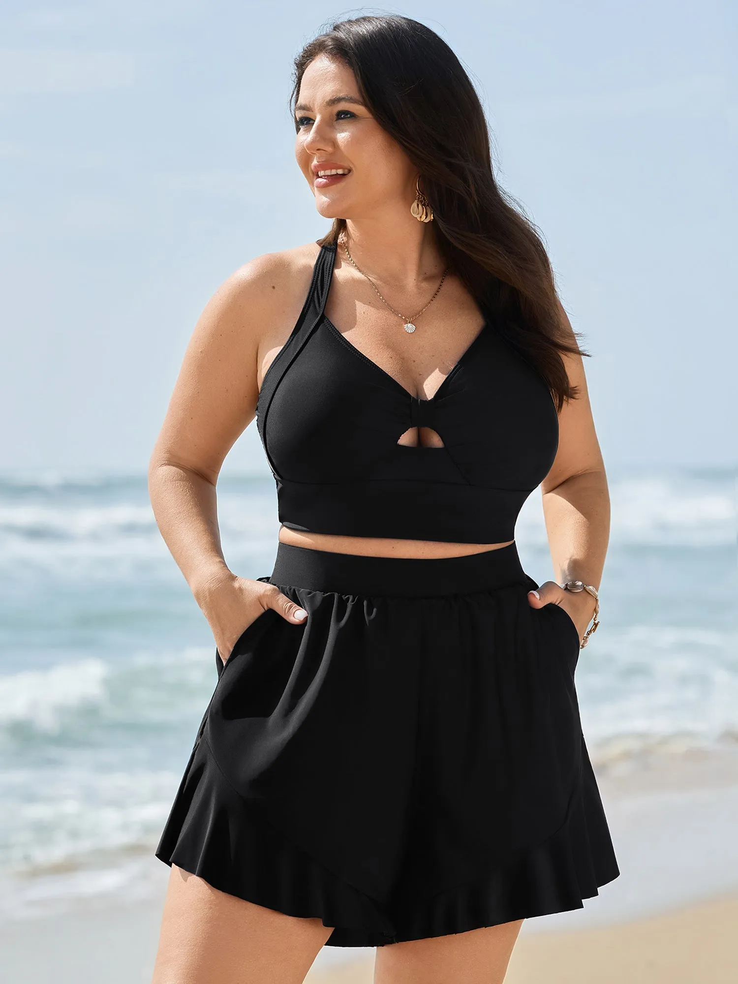 Ruffled Hem Pockets Swim Bottoms sold by Bloomchic product image thumbnail 2