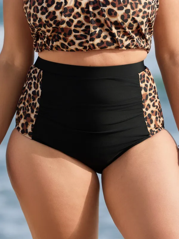 Leopard Contrast Print Swim Bottoms sold by Bloomchic