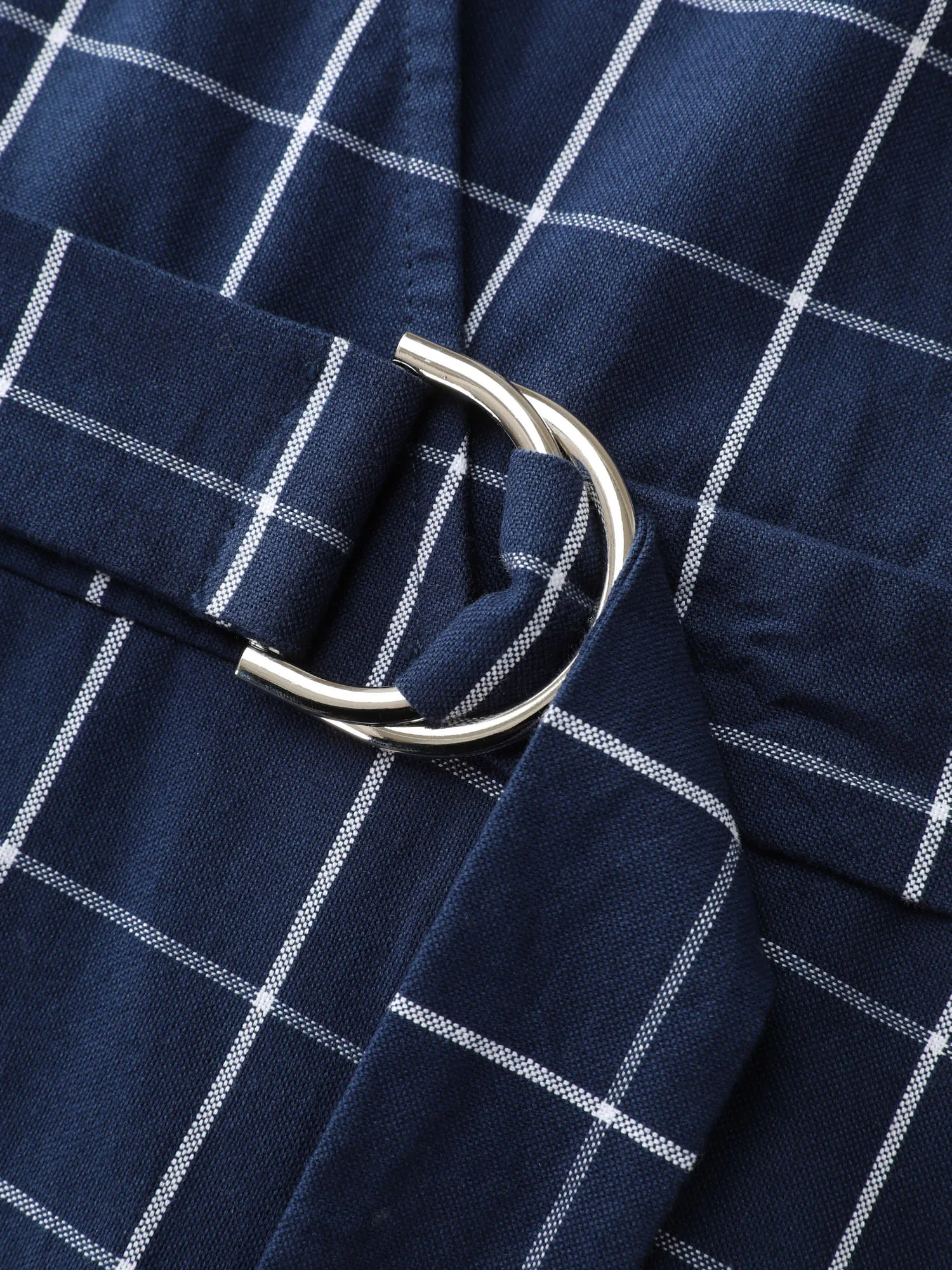 Cotton Checked Print Wrap Neckline Belted Midi Dress sold by Bloomchic product image thumbnail 5