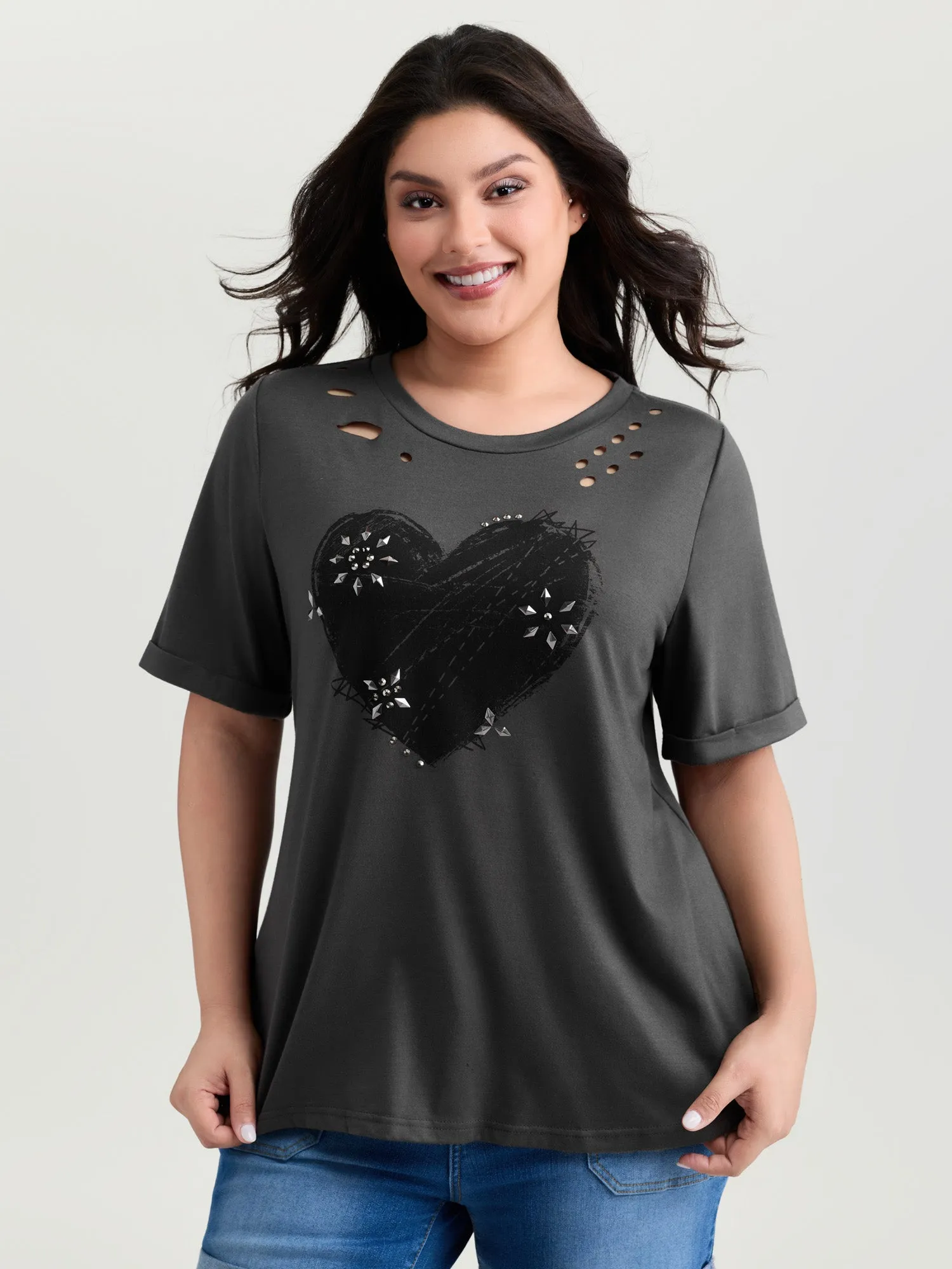 Supersoft Hot Fix Rhinestone T-Shirt sold by Bloomchic product image thumbnail 3