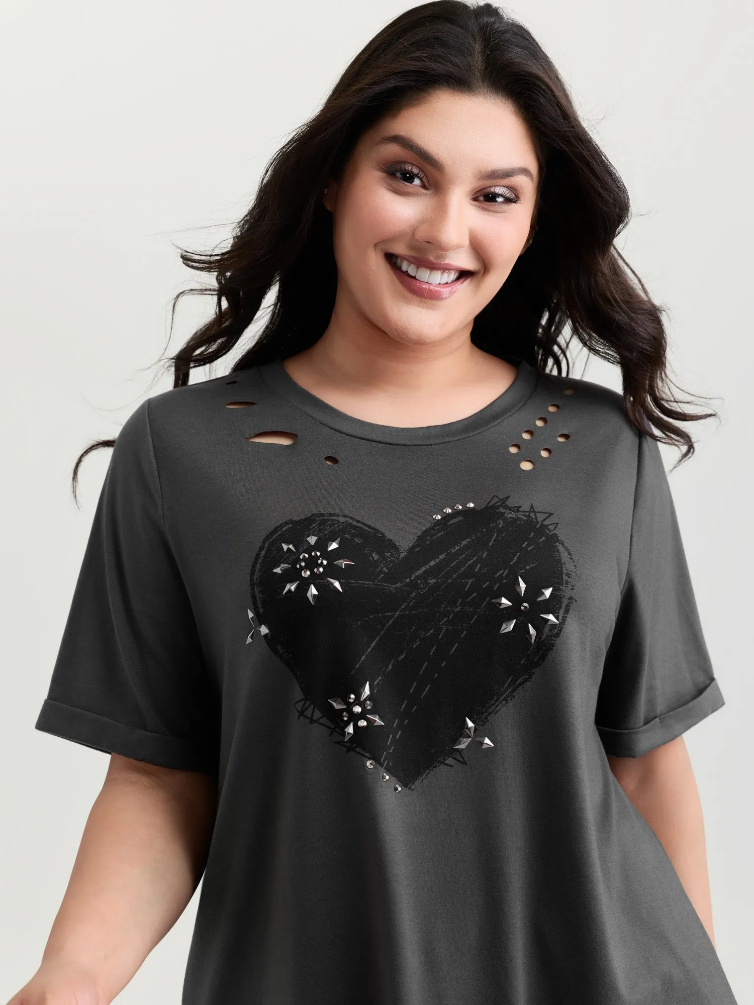 Supersoft Hot Fix Rhinestone T-Shirt sold by Bloomchic