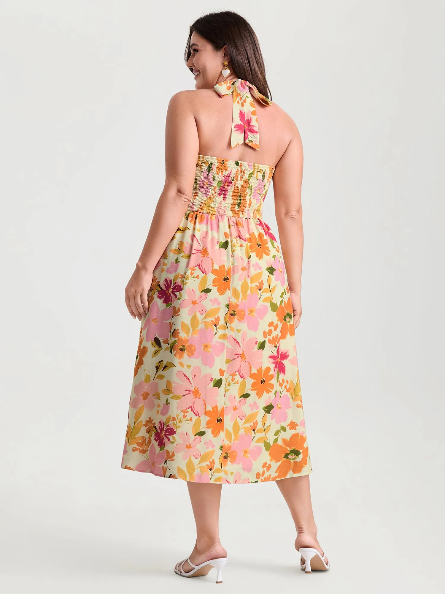 Bright Floral Print Halter Midi Dress sold by Bloomchic product image thumbnail 4