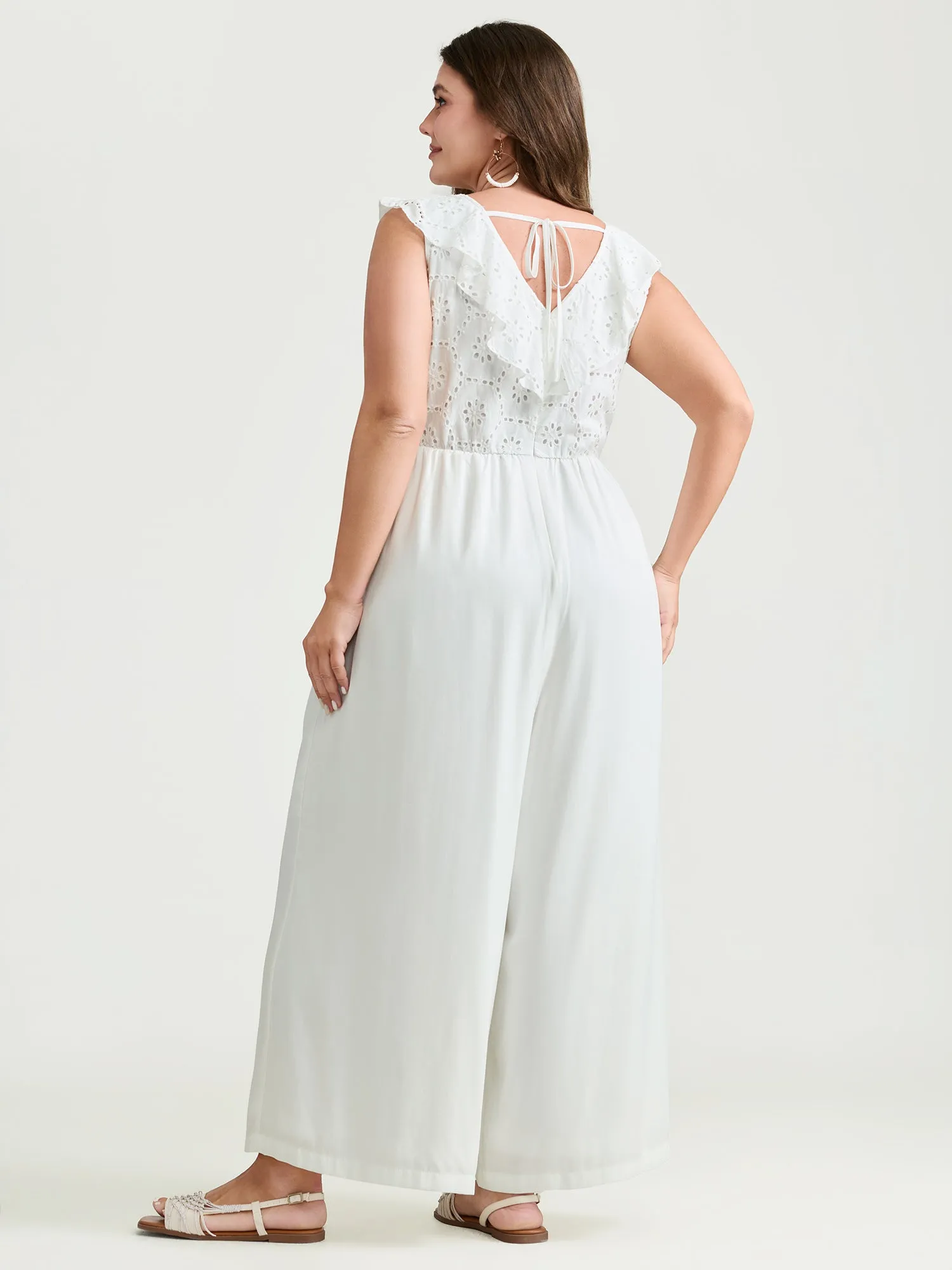 Ruffled Neckline Open Back-Tie Jumpsuit sold by Bloomchic product image thumbnail 3