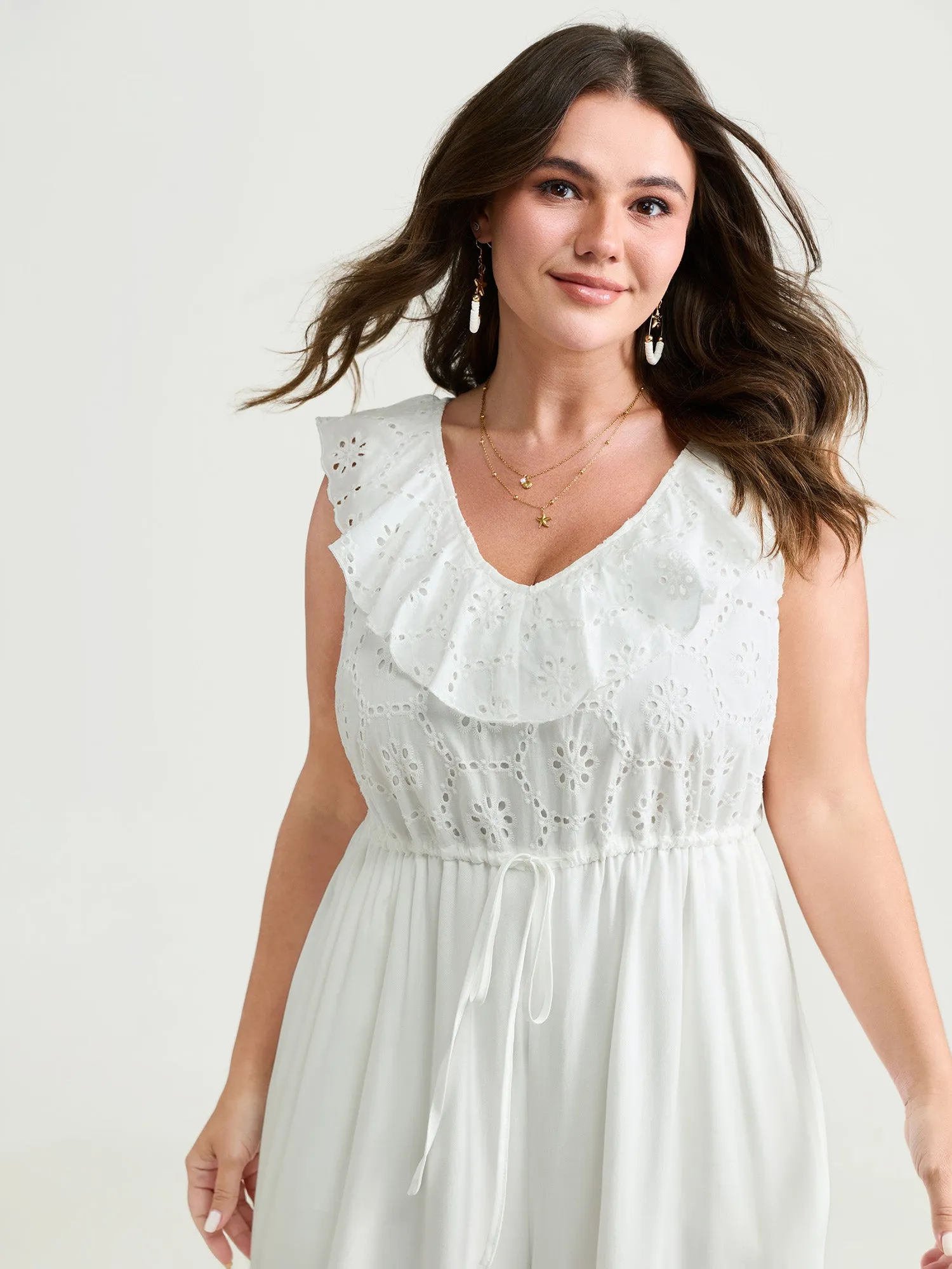 Ruffled Neckline Open Back-Tie Jumpsuit sold by Bloomchic product image thumbnail 2