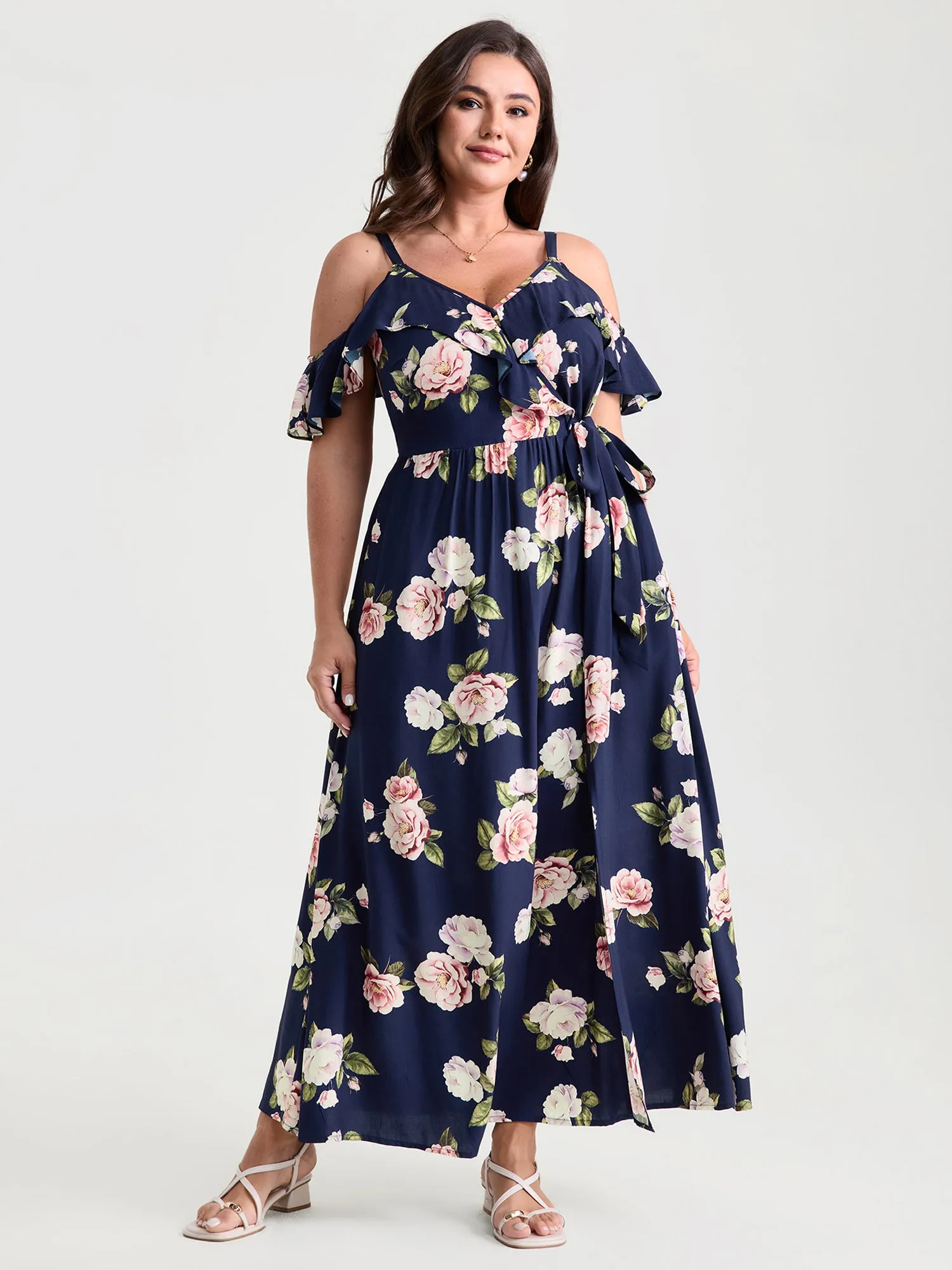 Romantic Floral Print High Slit Maxi Dress sold by Bloomchic product image thumbnail 3