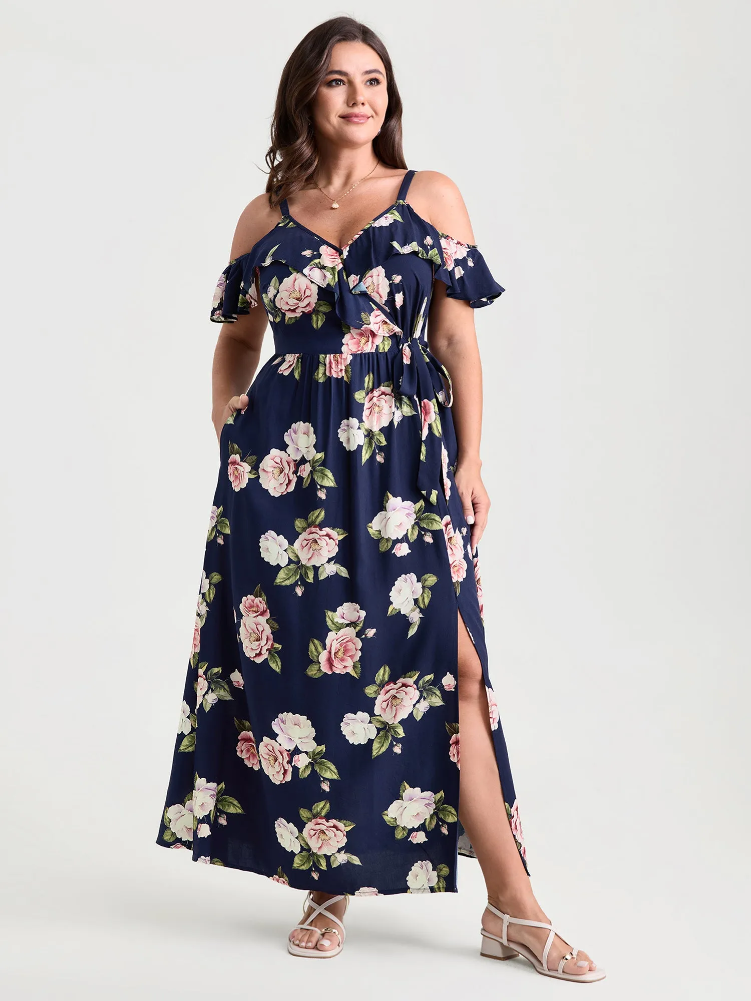 Romantic Floral Print High Slit Maxi Dress sold by Bloomchic