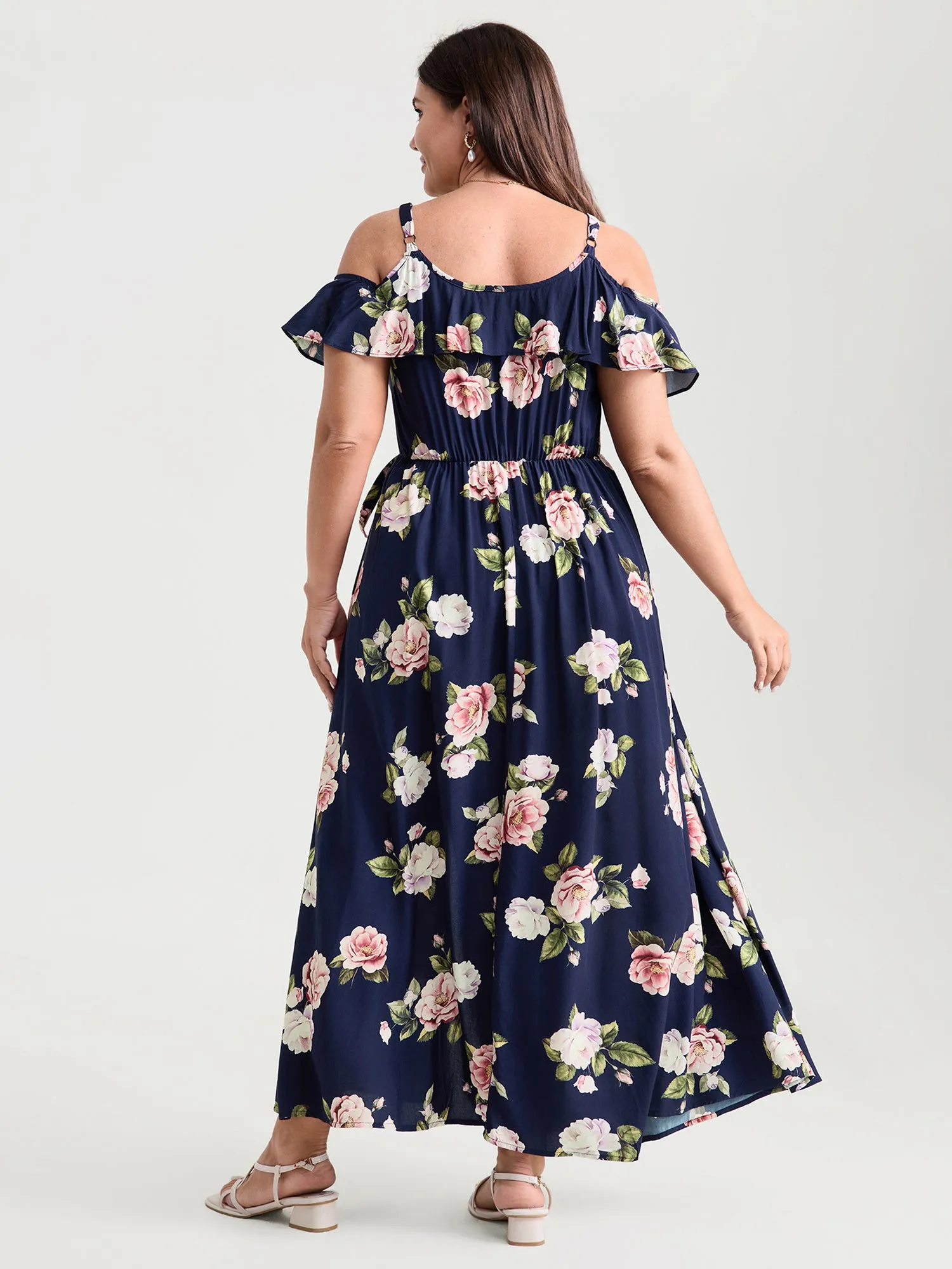 Romantic Floral Print High Slit Maxi Dress sold by Bloomchic product image thumbnail 4