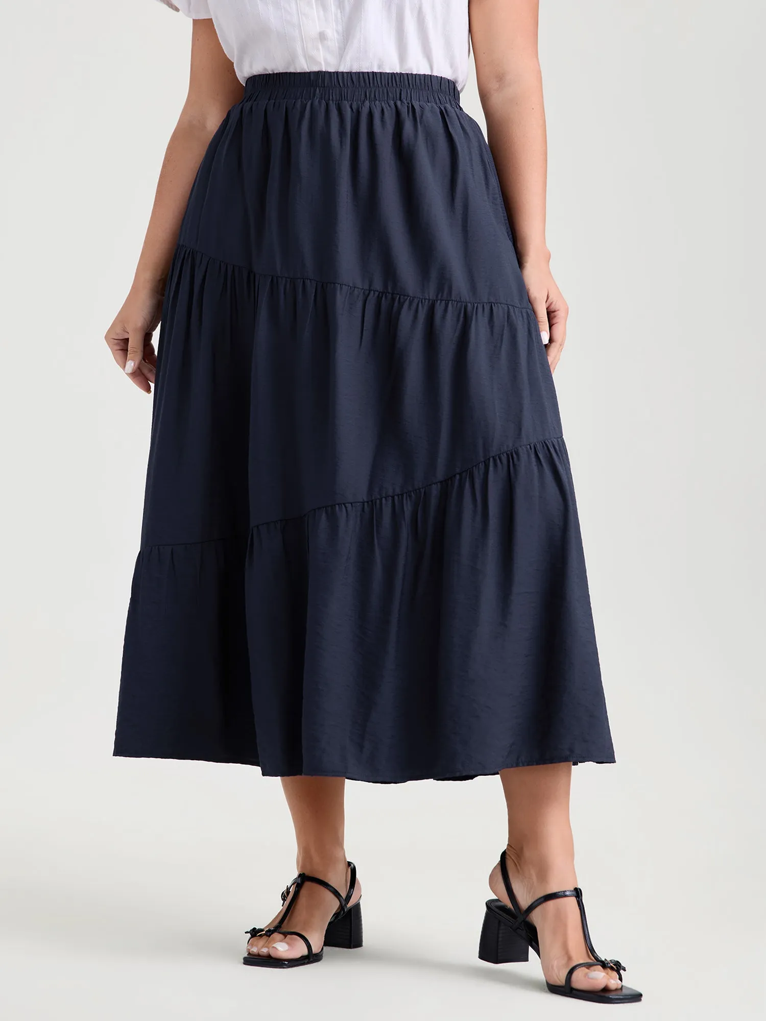 Asymmetrical Tiered Slim-Fit Maxi Dress sold by Bloomchic