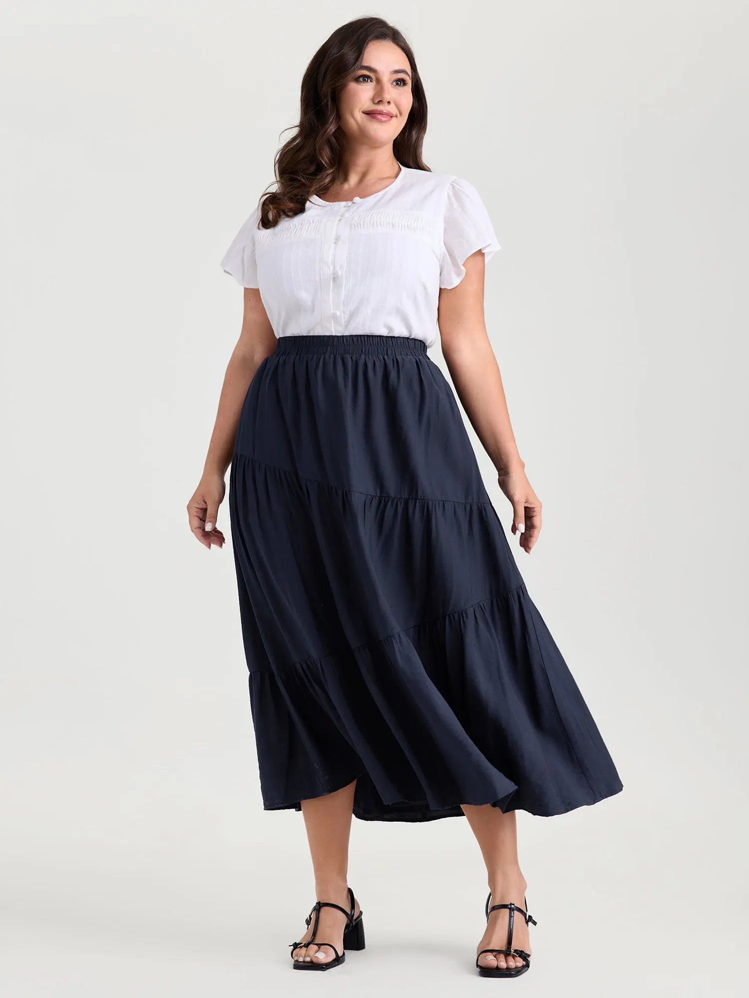 Asymmetrical Tiered Slim-Fit Maxi Dress sold by Bloomchic product image thumbnail 2