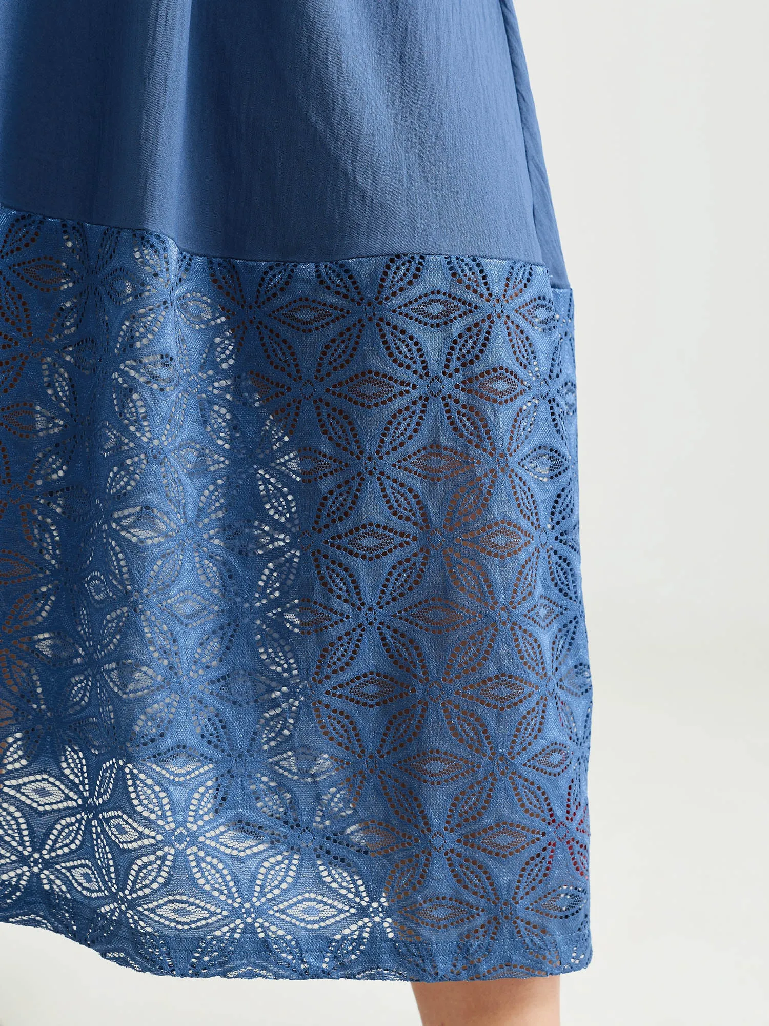 Sheer Floral Texture Drawstring Neckline Midi Dress sold by Bloomchic product image thumbnail 4