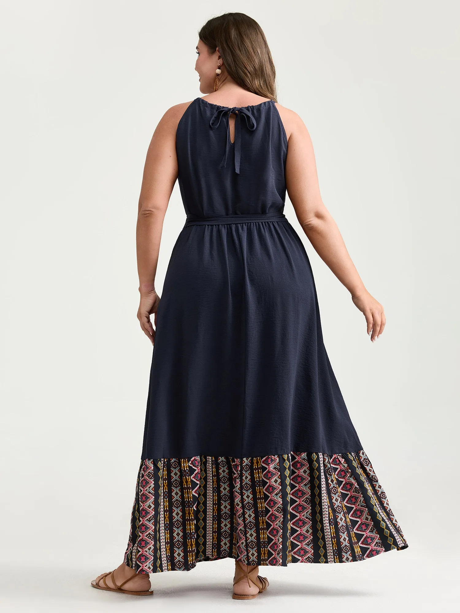 Colorful Boho Striped Hem Halter Neck Maxi Dress sold by Bloomchic product image thumbnail 4