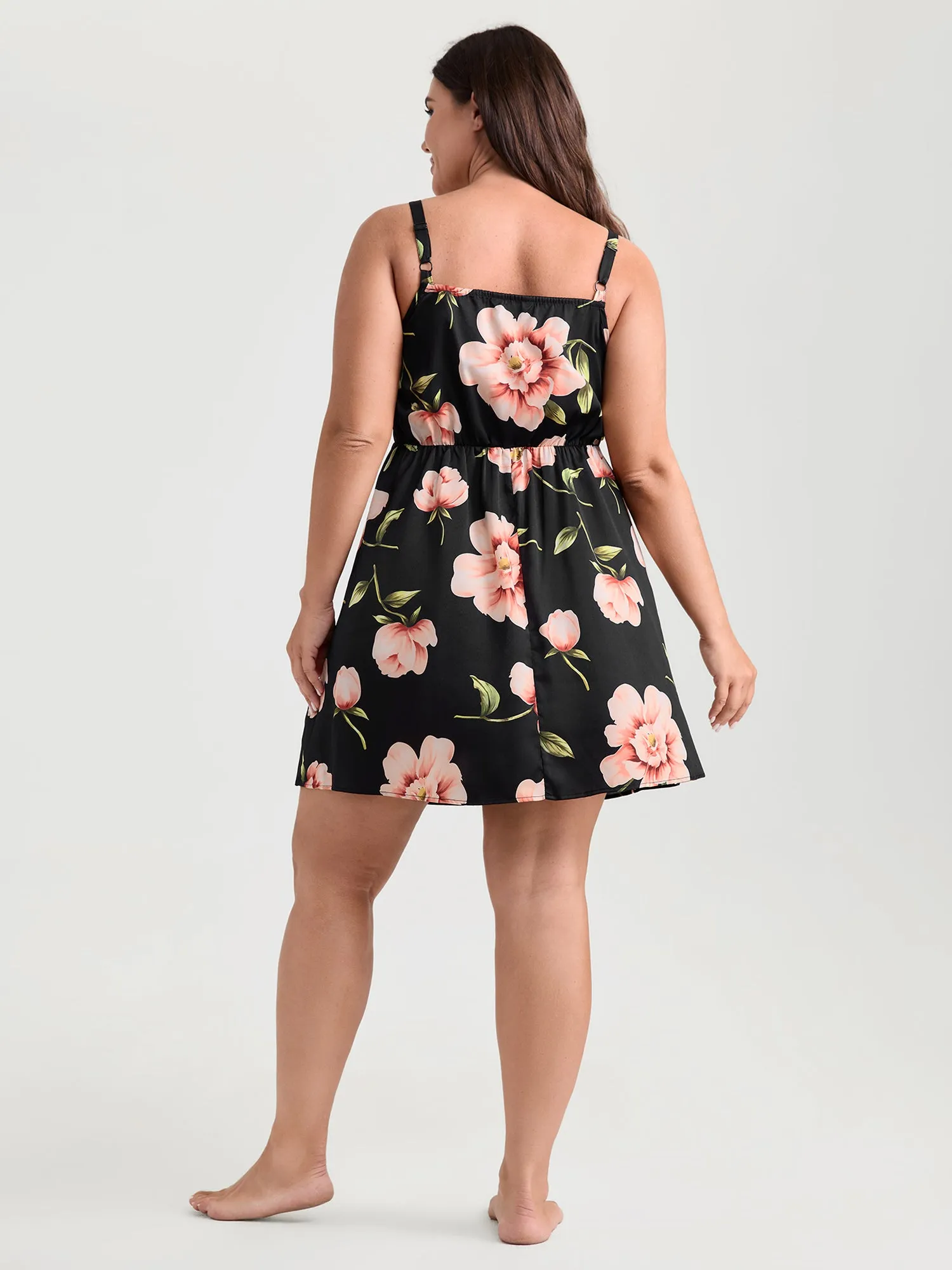 Large Floral Print Lace Trim Lounge Dress sold by Bloomchic product image thumbnail 4