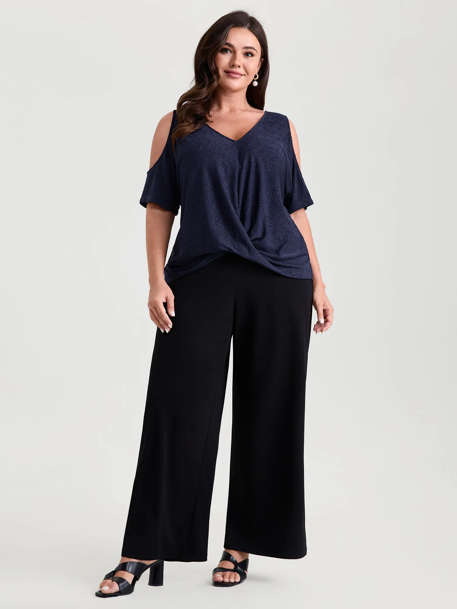 Textured Cut-Out Shoulder Stretch Knit Top sold by Bloomchic product image thumbnail 3