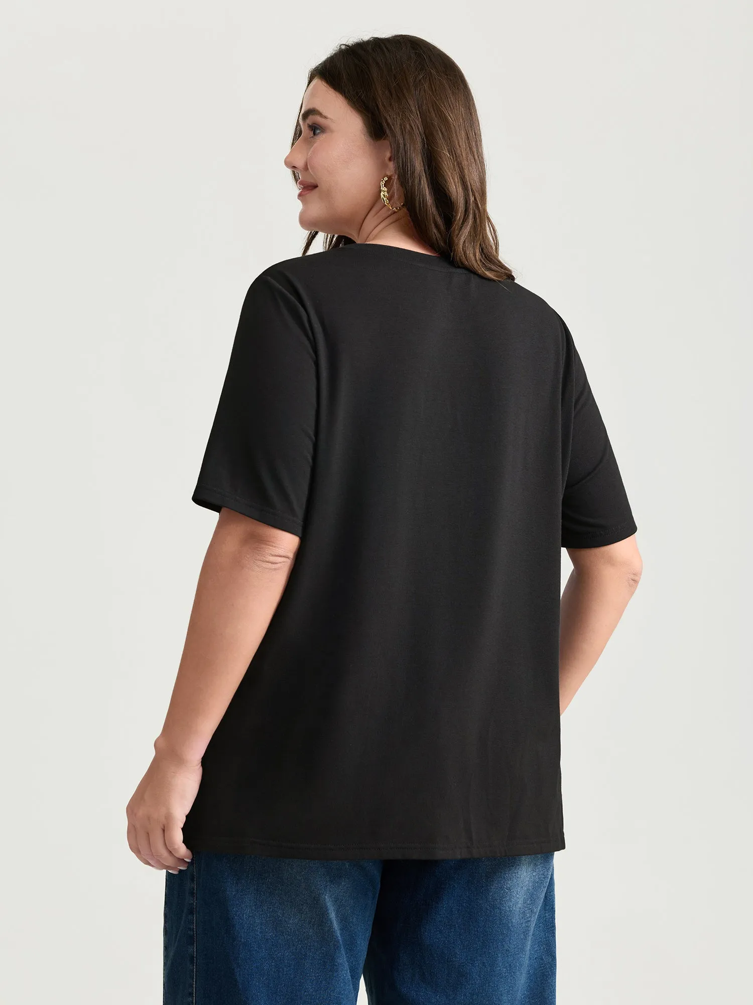 Floral Heart Plain Stretchy T-Shirt sold by Bloomchic product image thumbnail 5