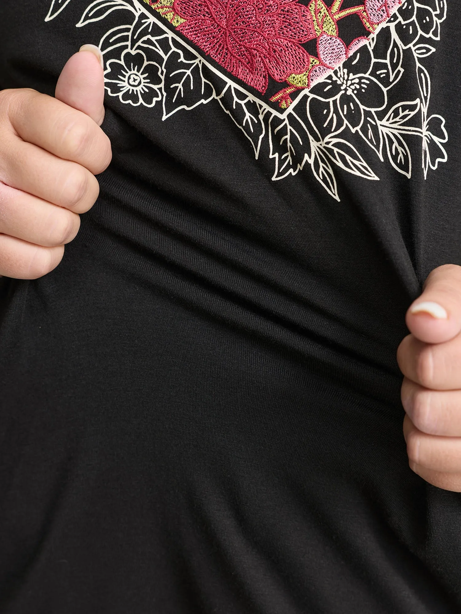 Floral Heart Plain Stretchy T-Shirt sold by Bloomchic product image thumbnail 4