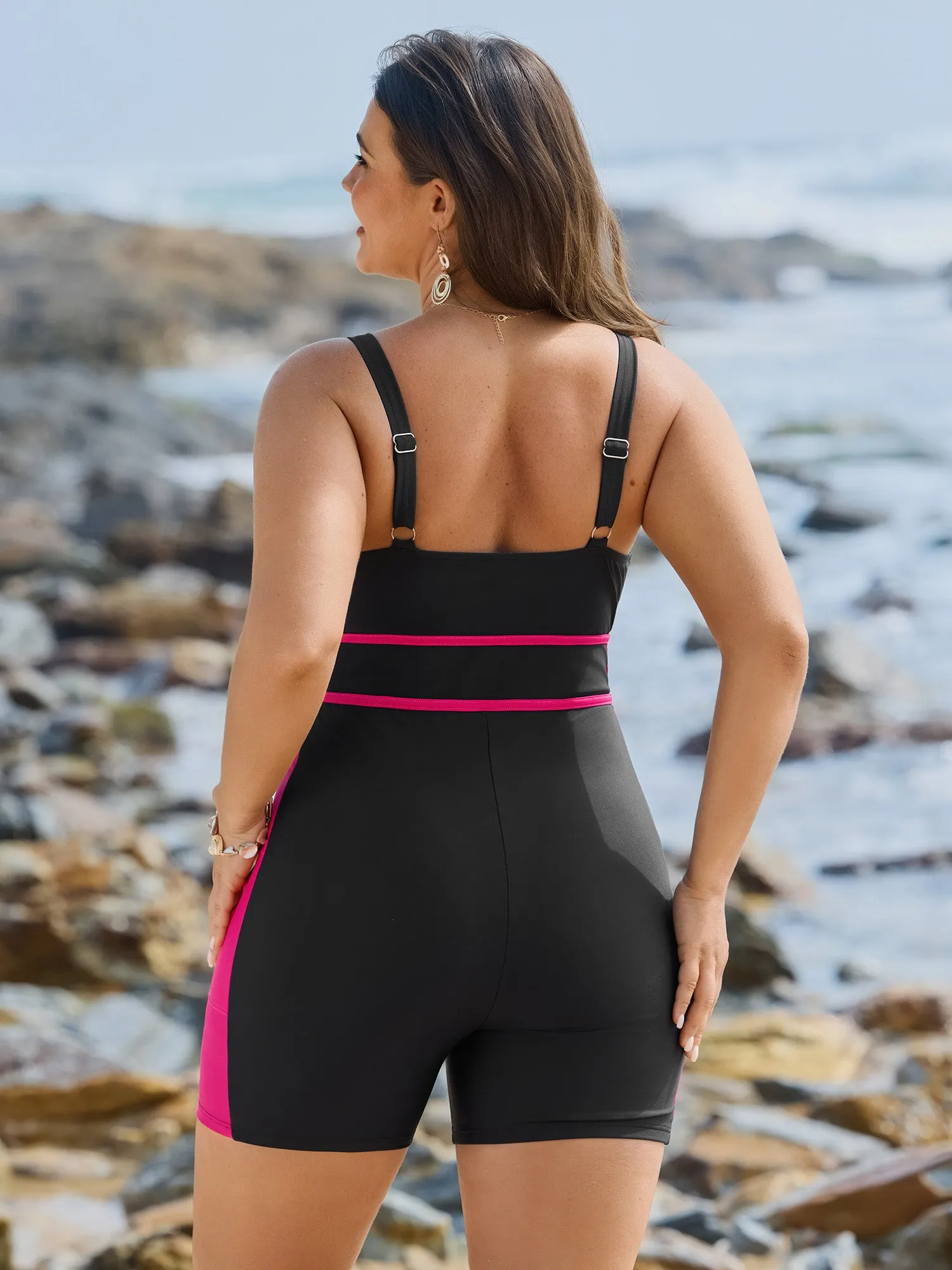 Color Contrast Adjustable Pocket One-Piece Swimsuit sold by Bloomchic product image thumbnail 5